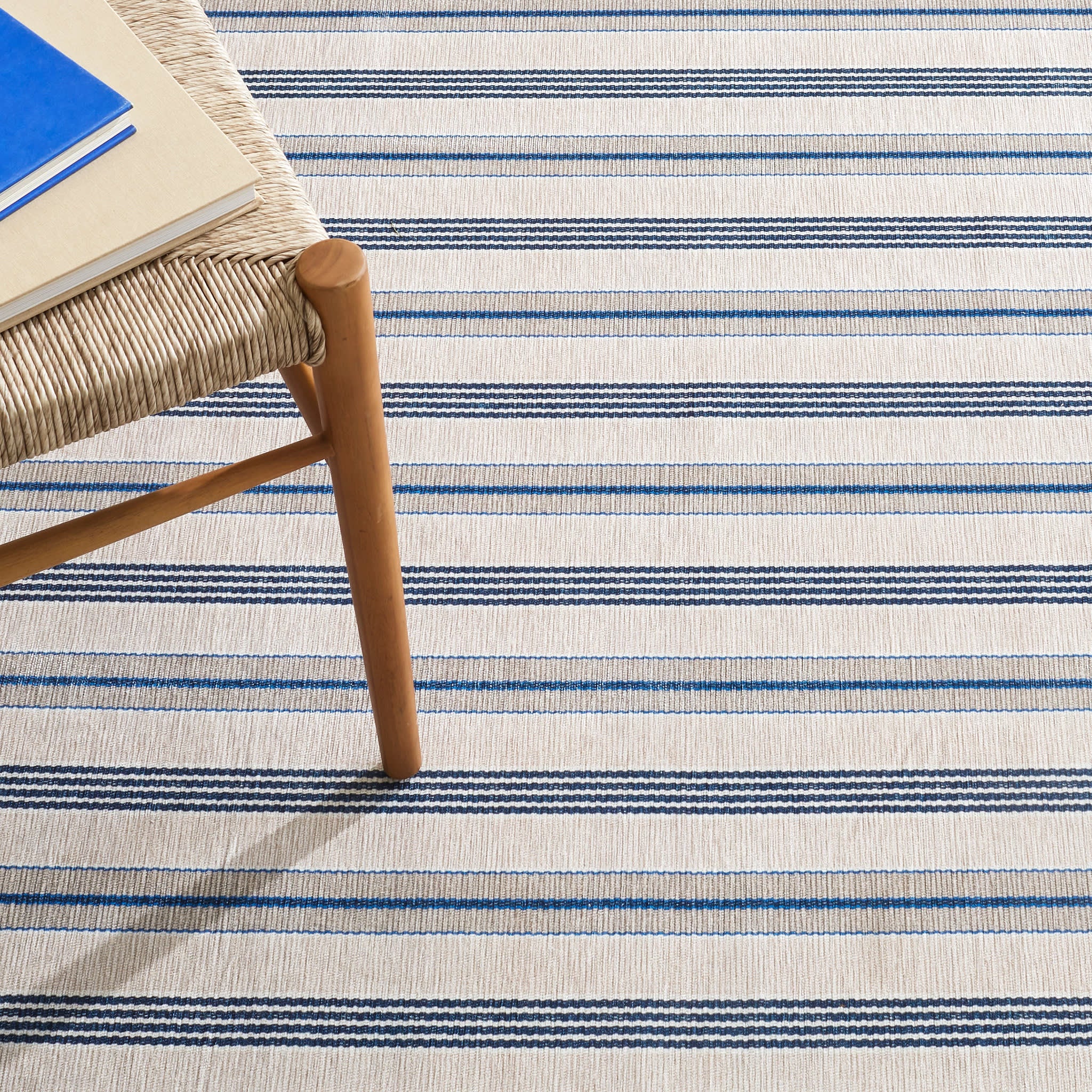 Nimes Ticking Machine Washable Rug | Neutral - Image 3