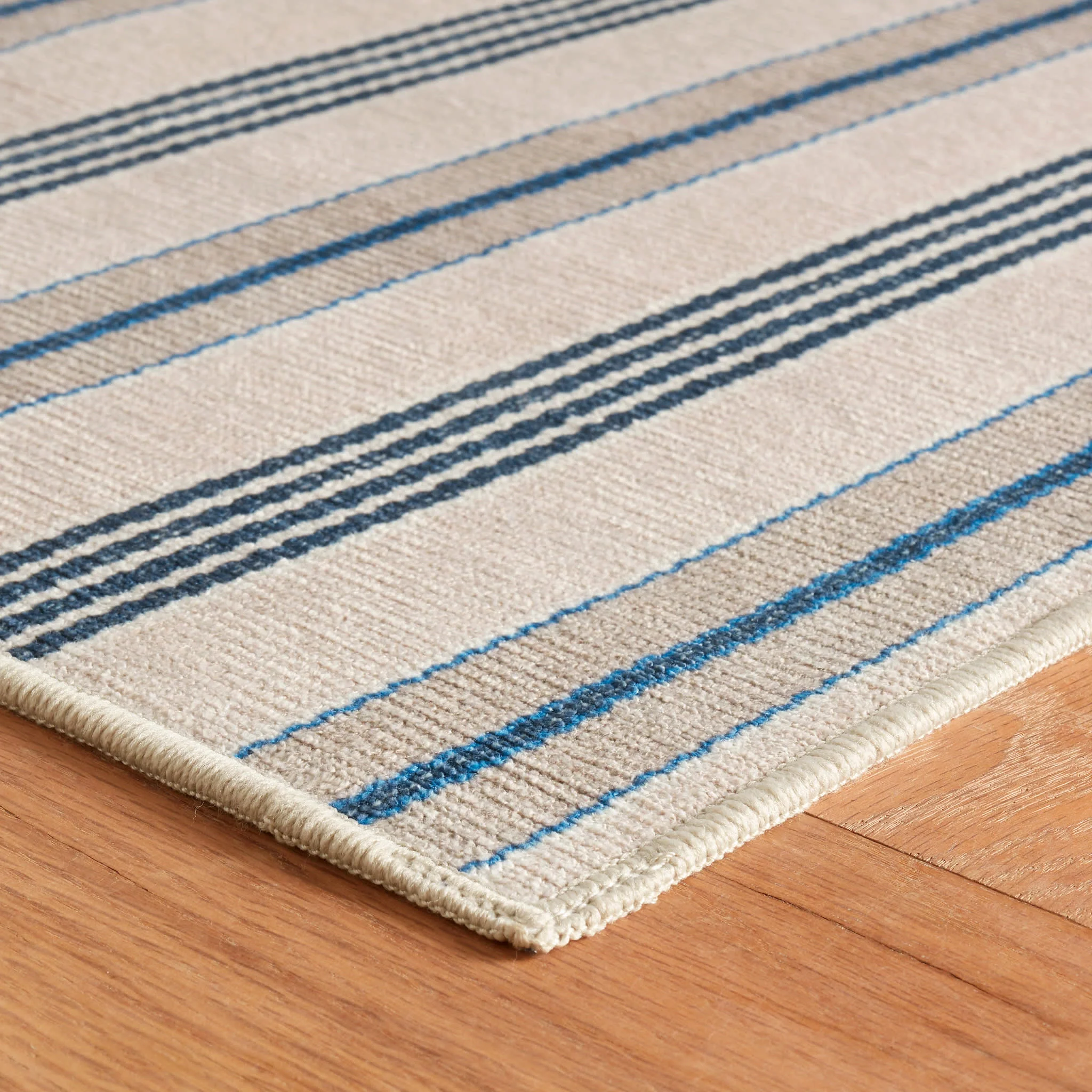 Nimes Ticking Machine Washable Rug | Neutral - Image 5