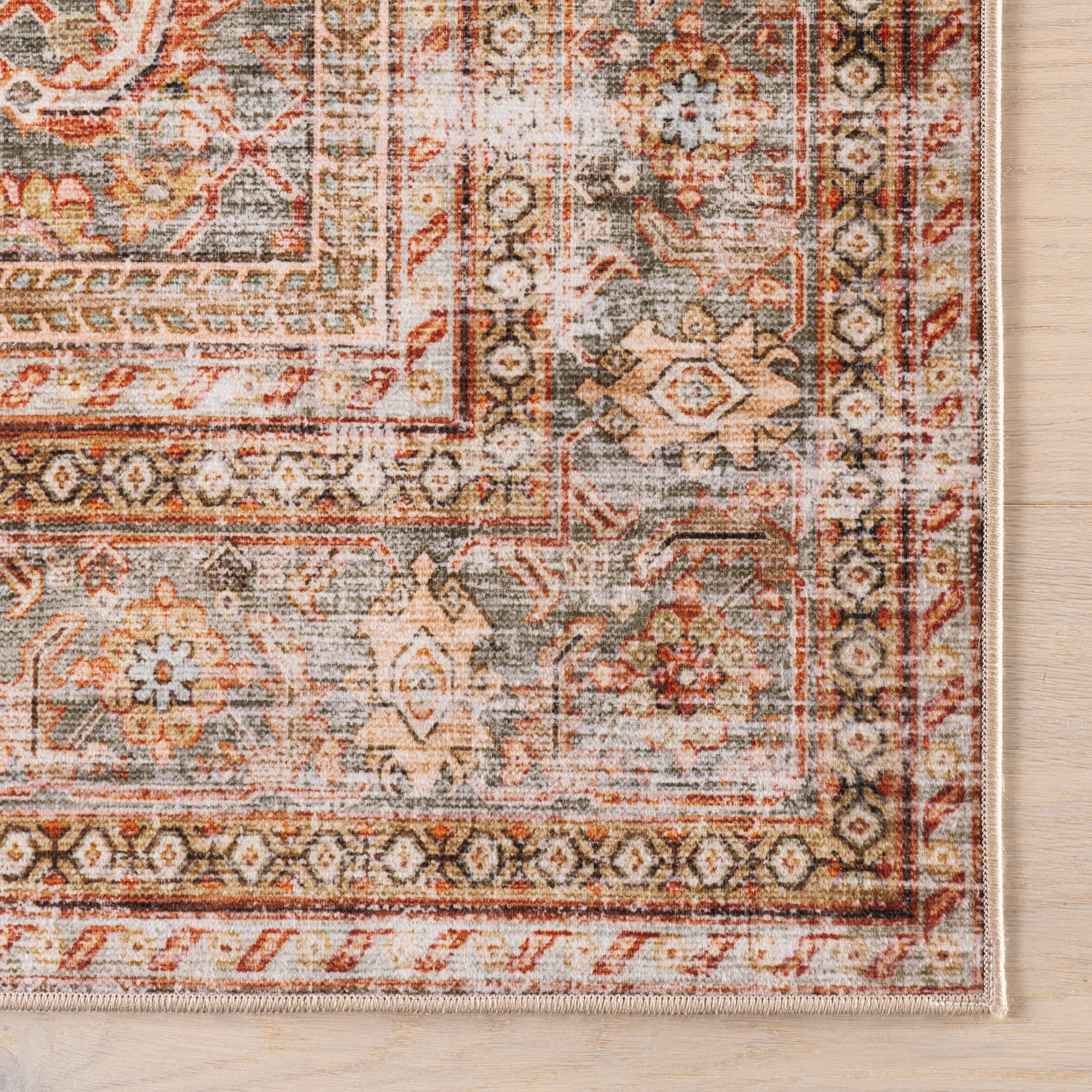 Nixie Floral Washable Rug | Rust - Image 4