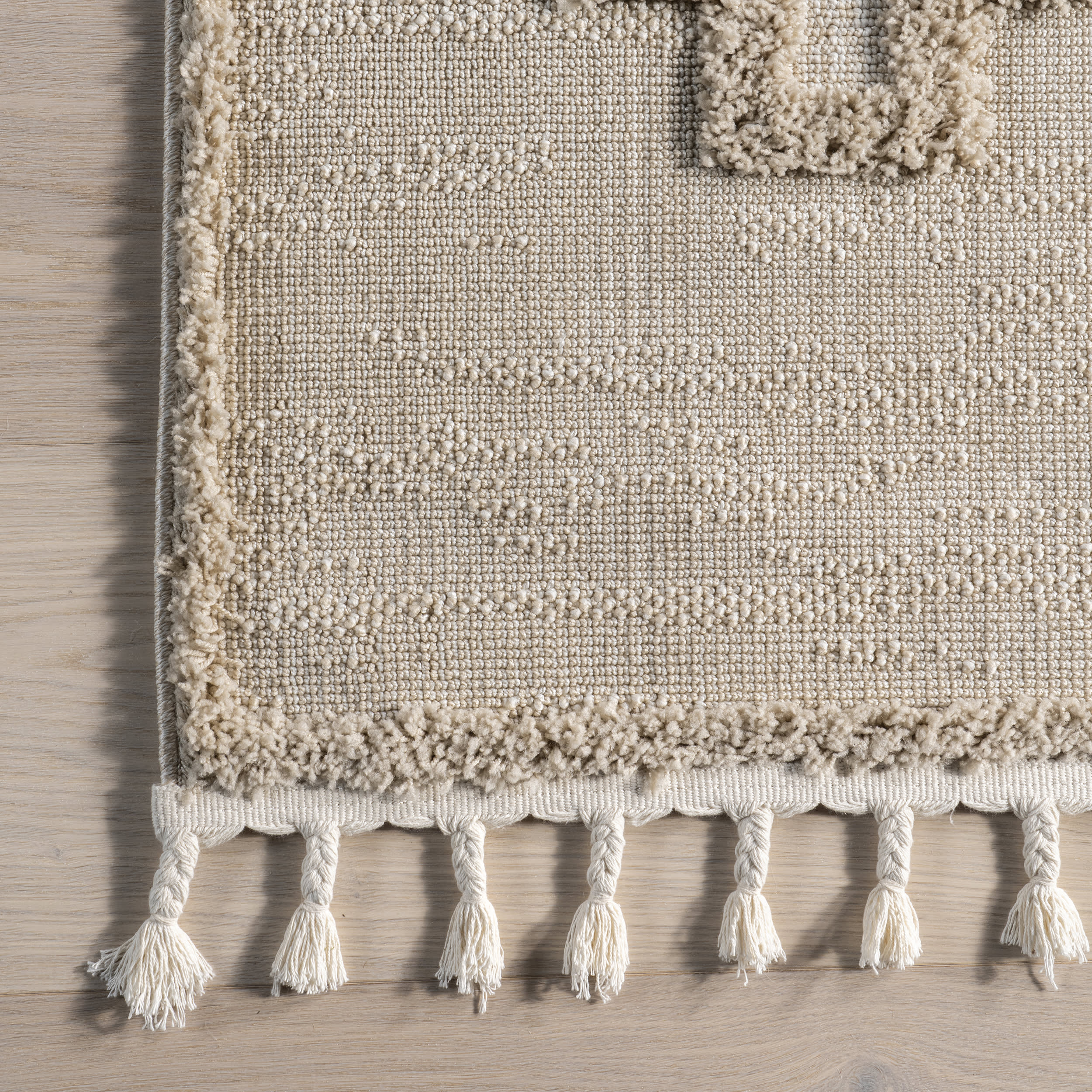 Noel Geometric Tasseled Rug | Beige - Image 3