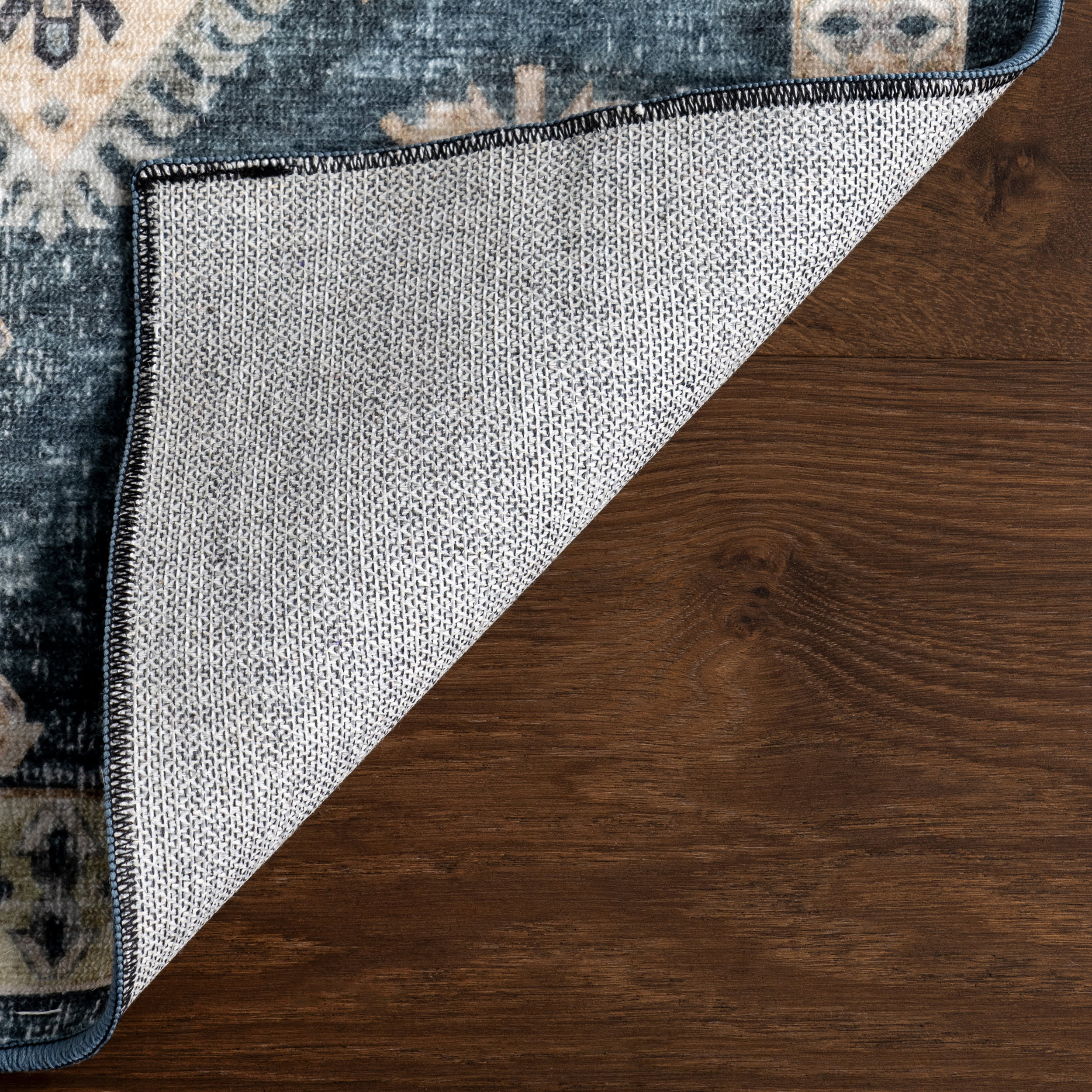 Noor Medallion Spill Proof Washable Rug | Blue - Image 7
