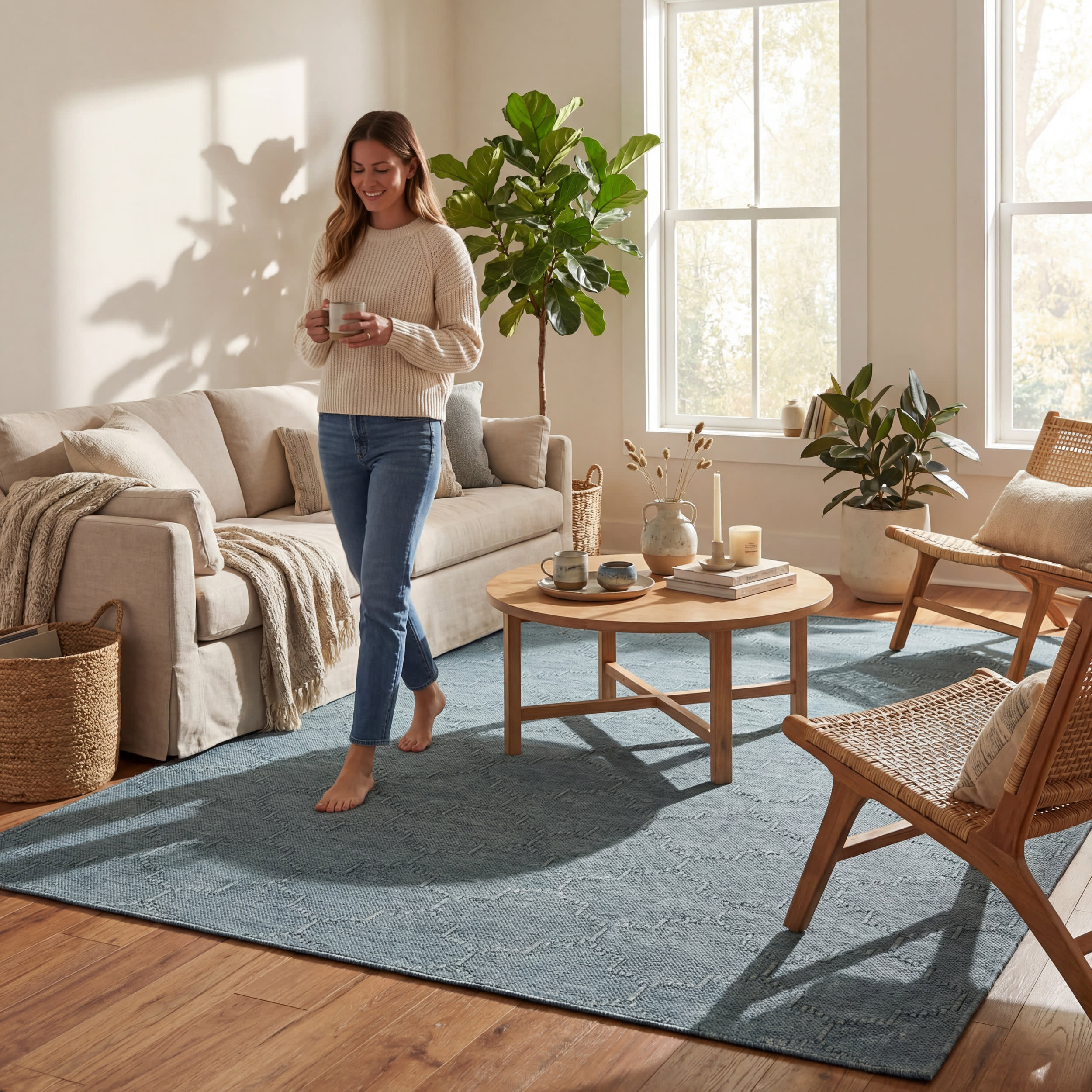 Noore Modern Trellis Indoor/Outdoor Rug | Aqua - Image 9