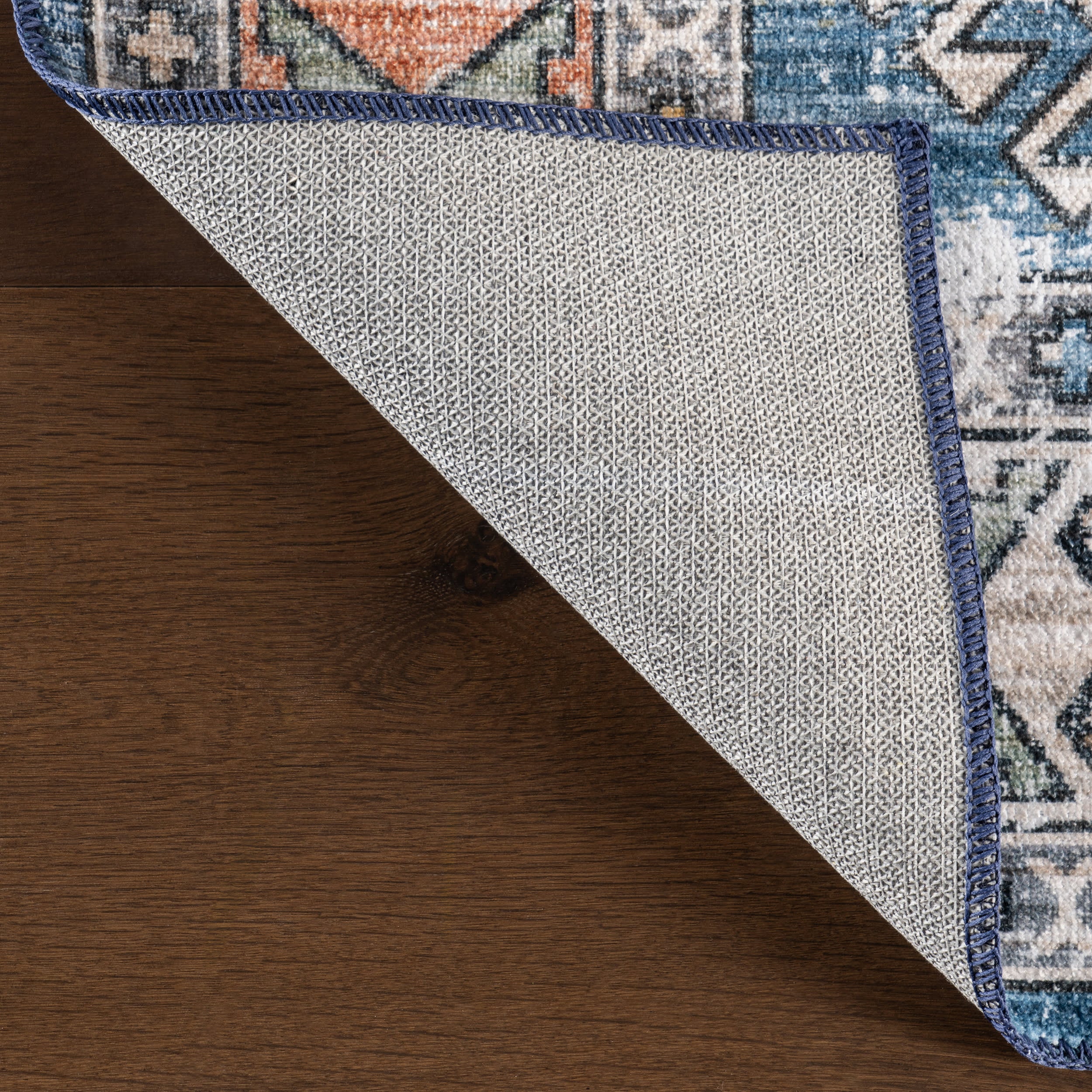 Nordic Emblems Spill Proof Washable Rug | Blue - Image 7