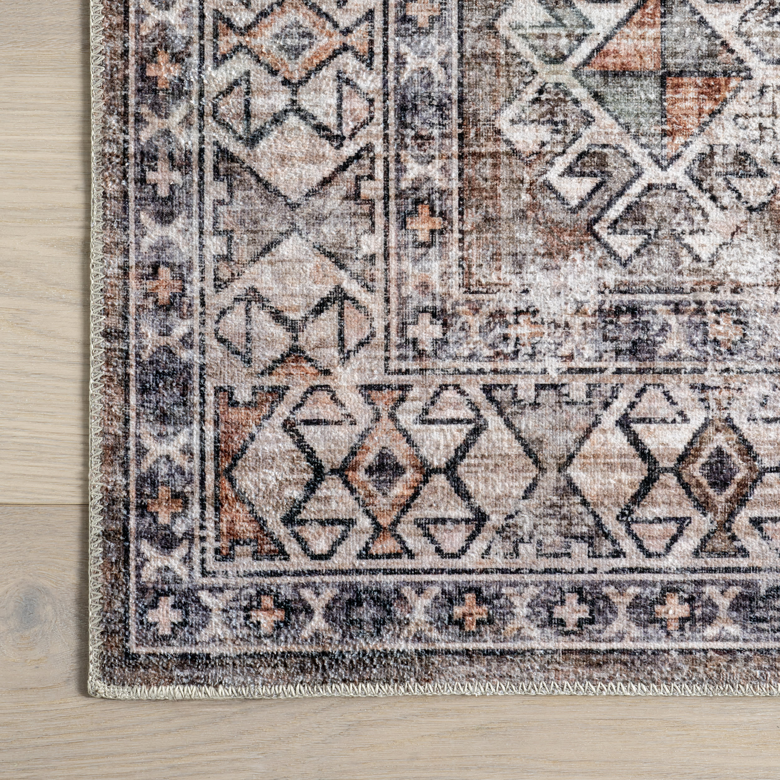 Nordic Emblems Spill Proof Washable Rug | Brown - Image 4