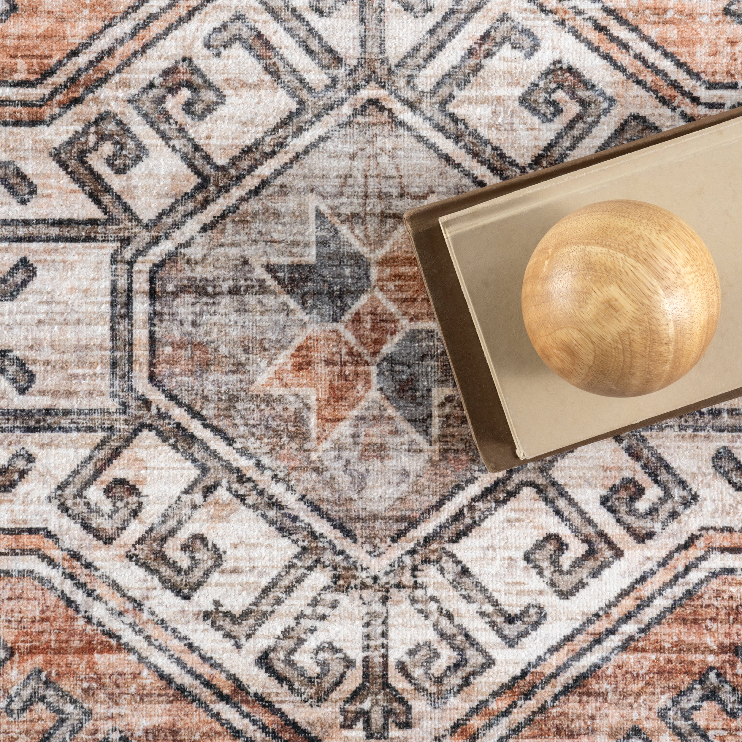 Nordic Emblems Spill Proof Washable Rug | Brown - Image 8