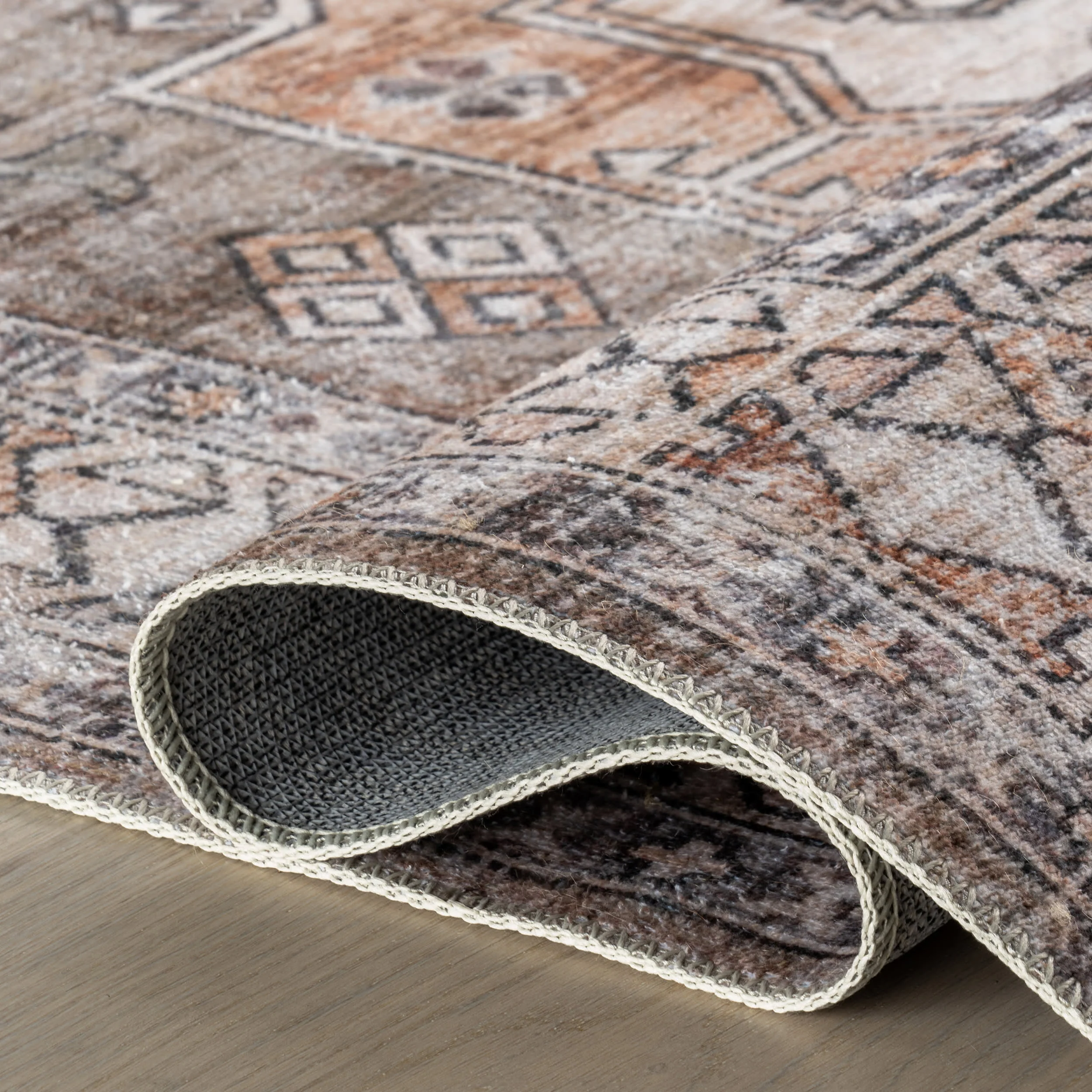 Nordic Emblems Spill Proof Washable Rug | Brown - Image 9