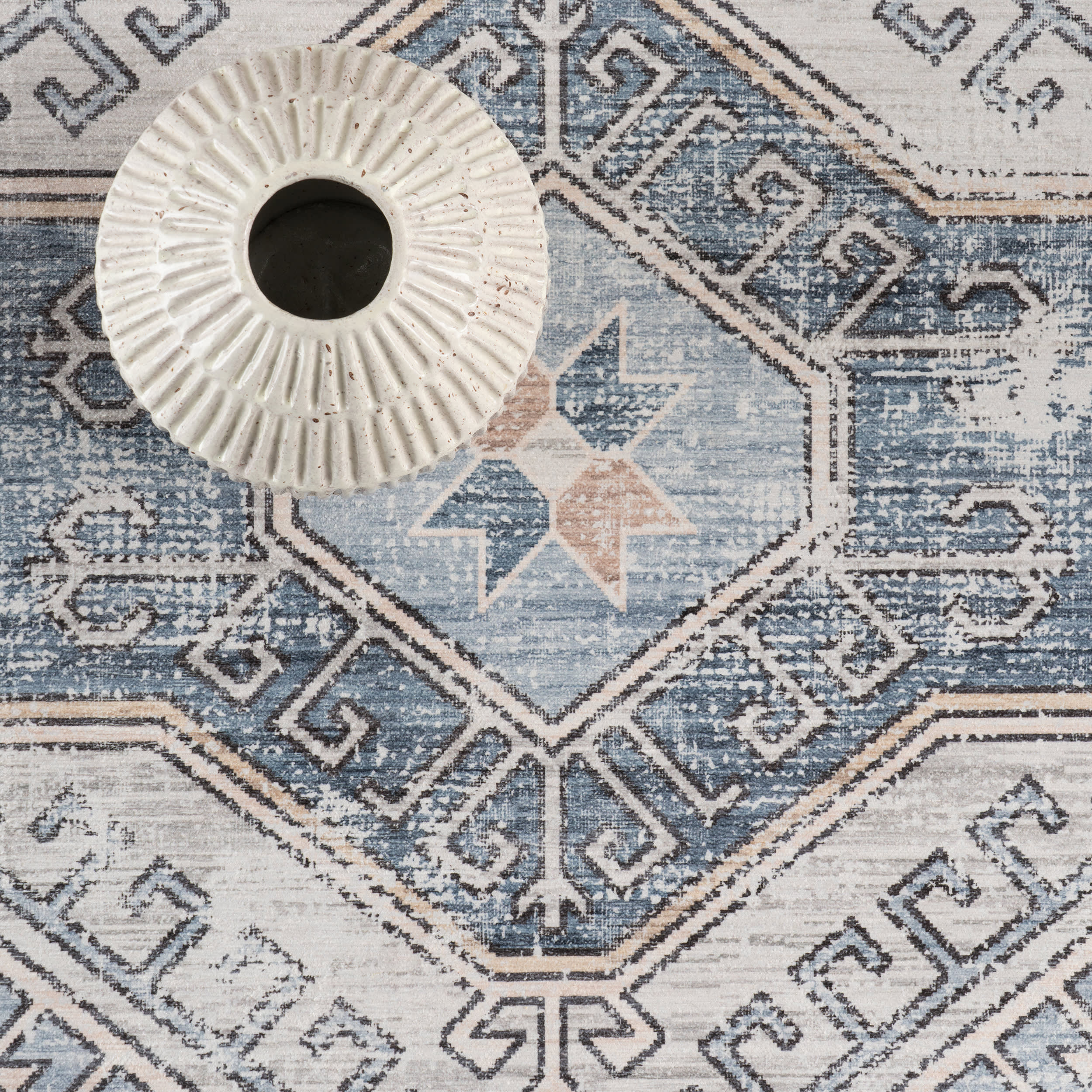 Nordic Emblems Spill Proof Washable Rug | Light Blue - Image 8