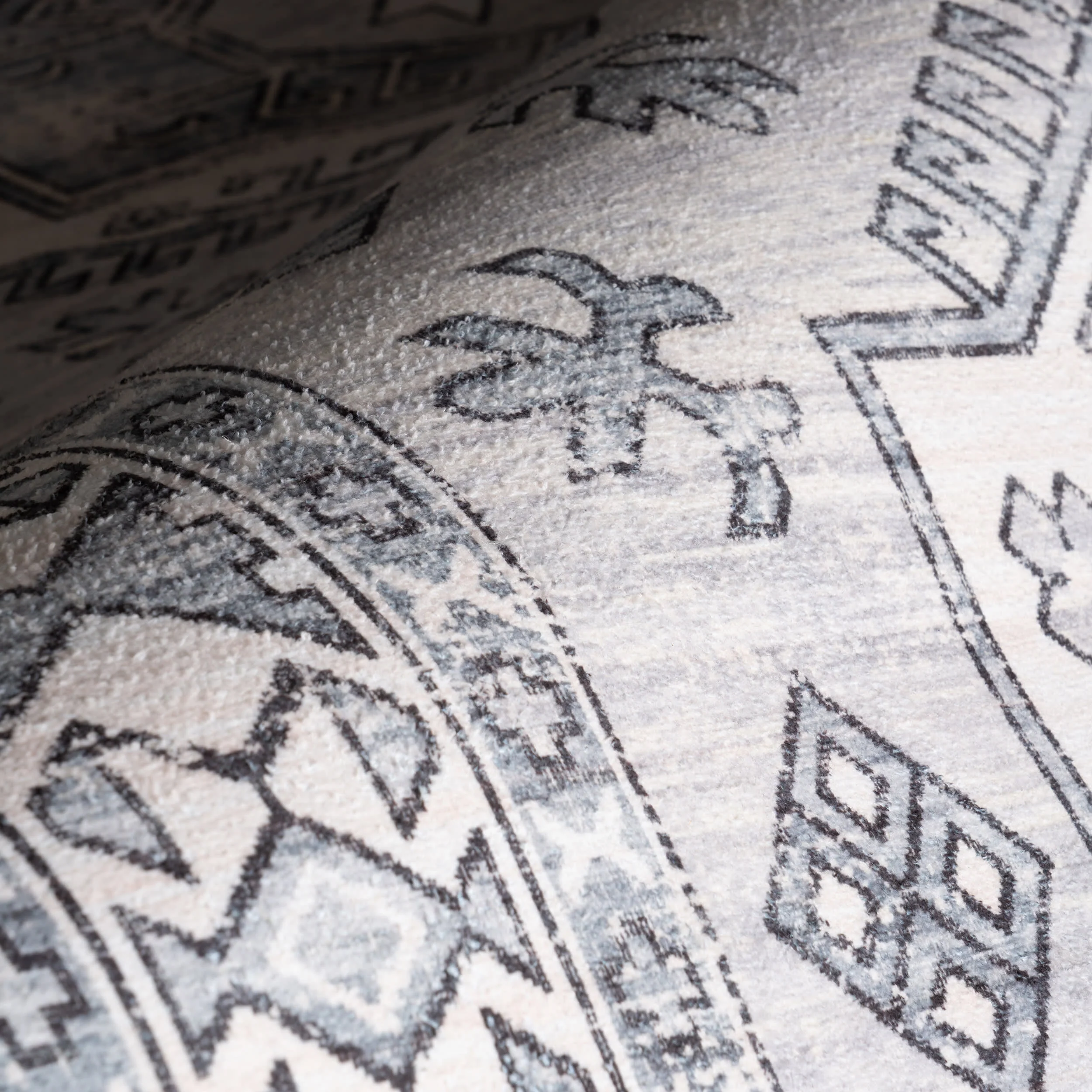 Nordic Emblems Spill Proof Washable Rug | Light Grey - Image 3