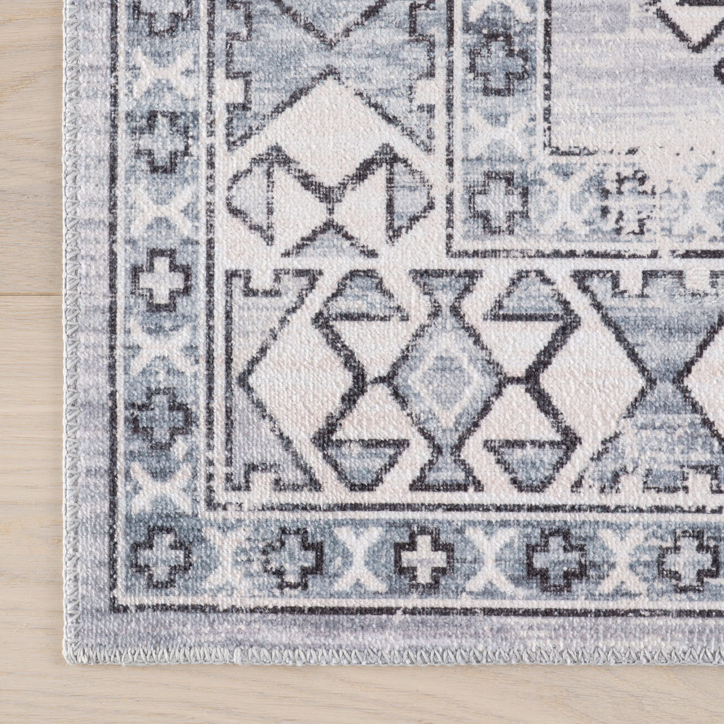 Nordic Emblems Spill Proof Washable Rug | Light Grey - Image 4