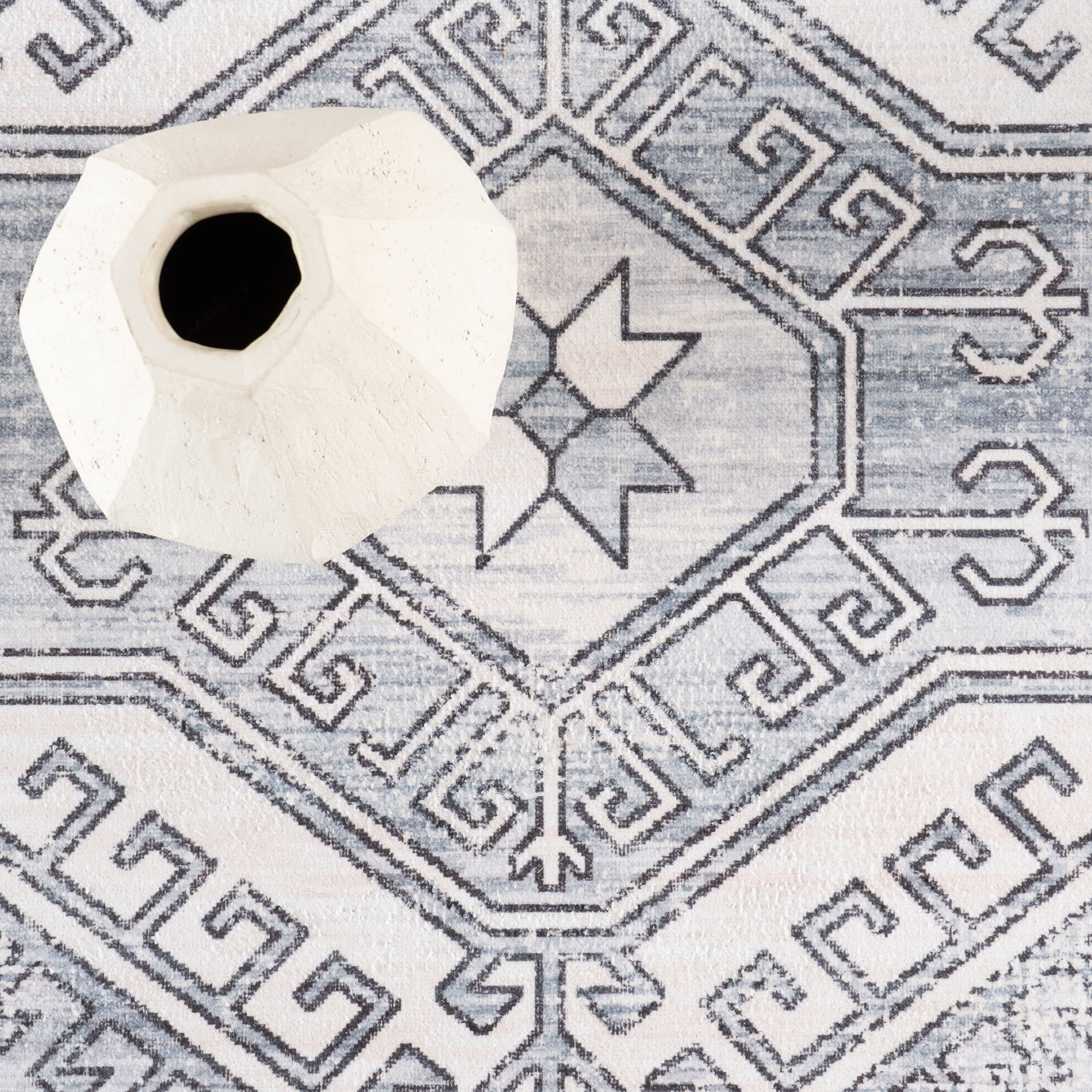 Nordic Emblems Spill Proof Washable Rug | Light Grey - Image 8