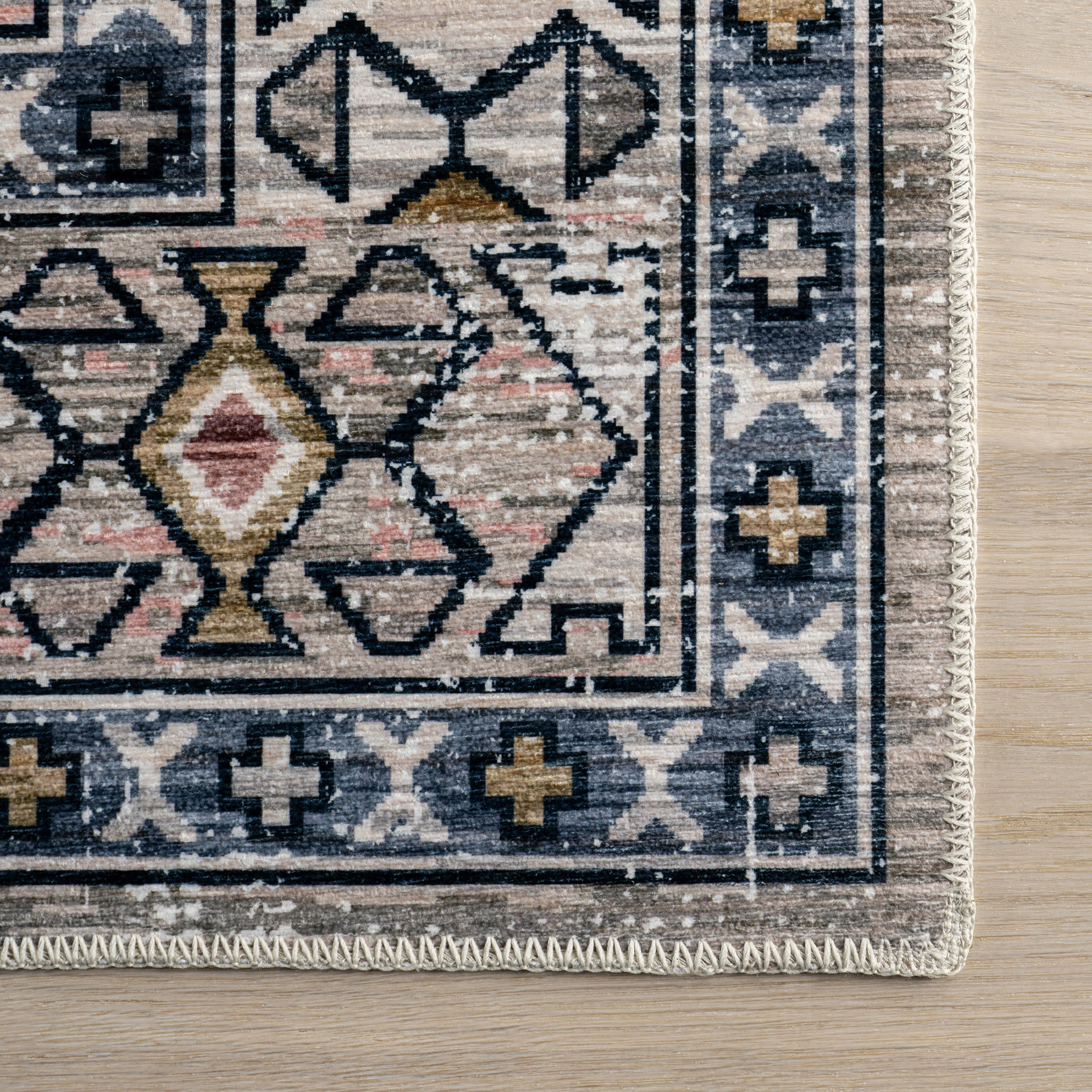 Nordic Emblems Spill Proof Washable Rug | Peach - Image 4