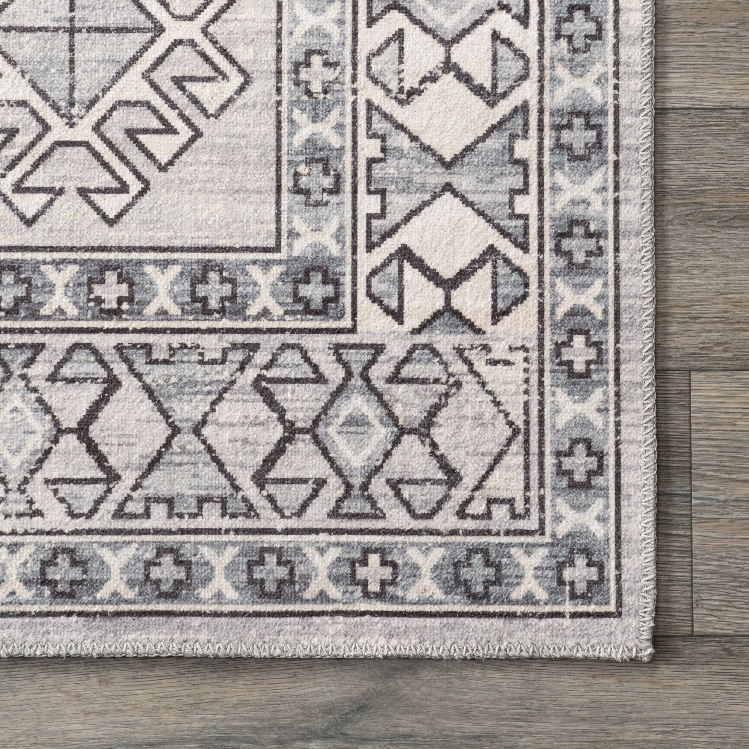 Nordic Emblems Washable Rug | Light Grey - Image 3