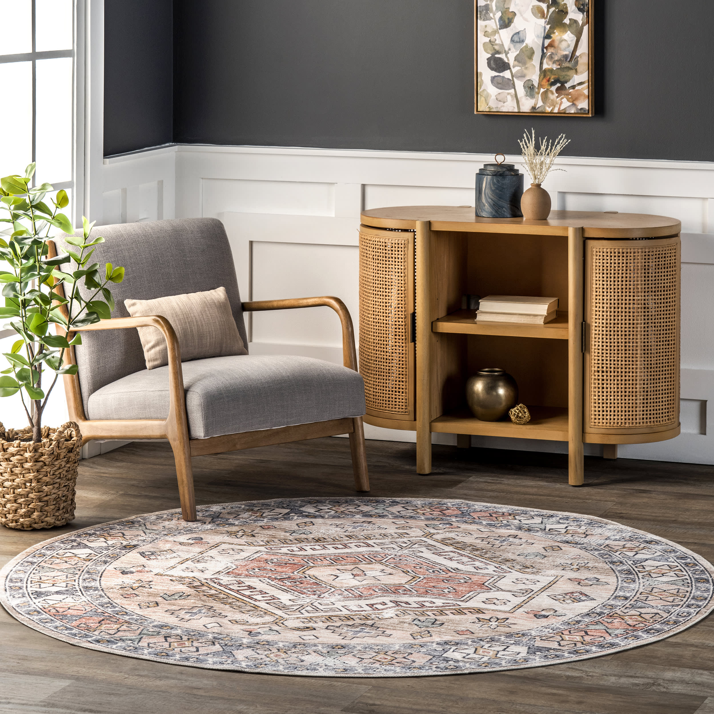 Nordic Emblems Washable Rug | Peach - Image 2