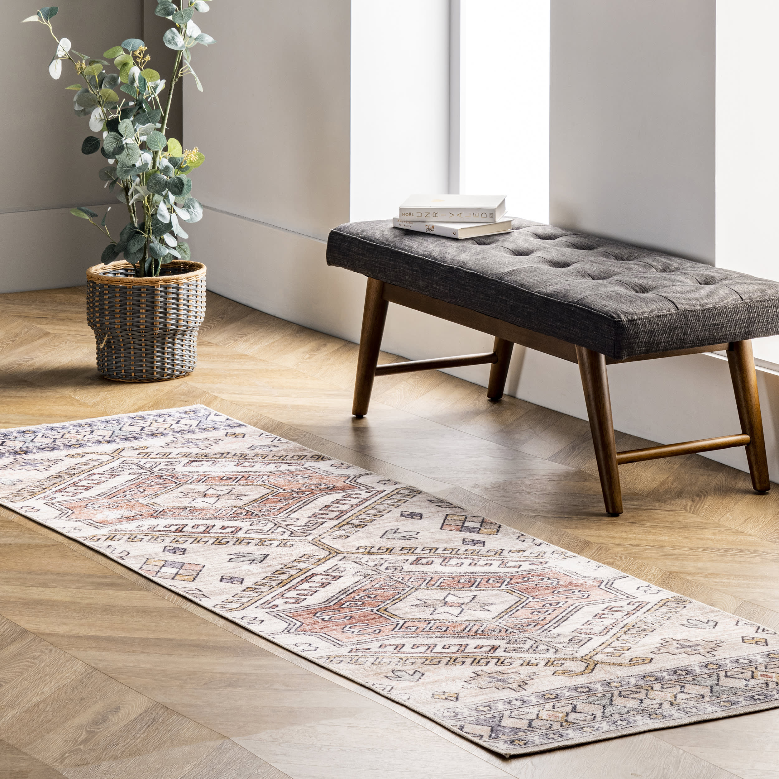 Nordic Emblems Washable Rug | Peach - Image 2