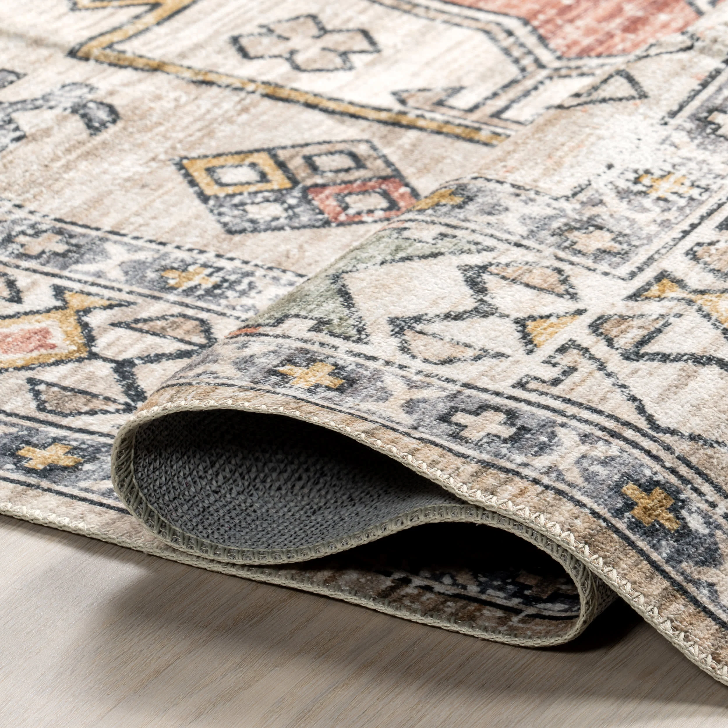 Nordic Emblems Washable Rug | Peach - Image 9