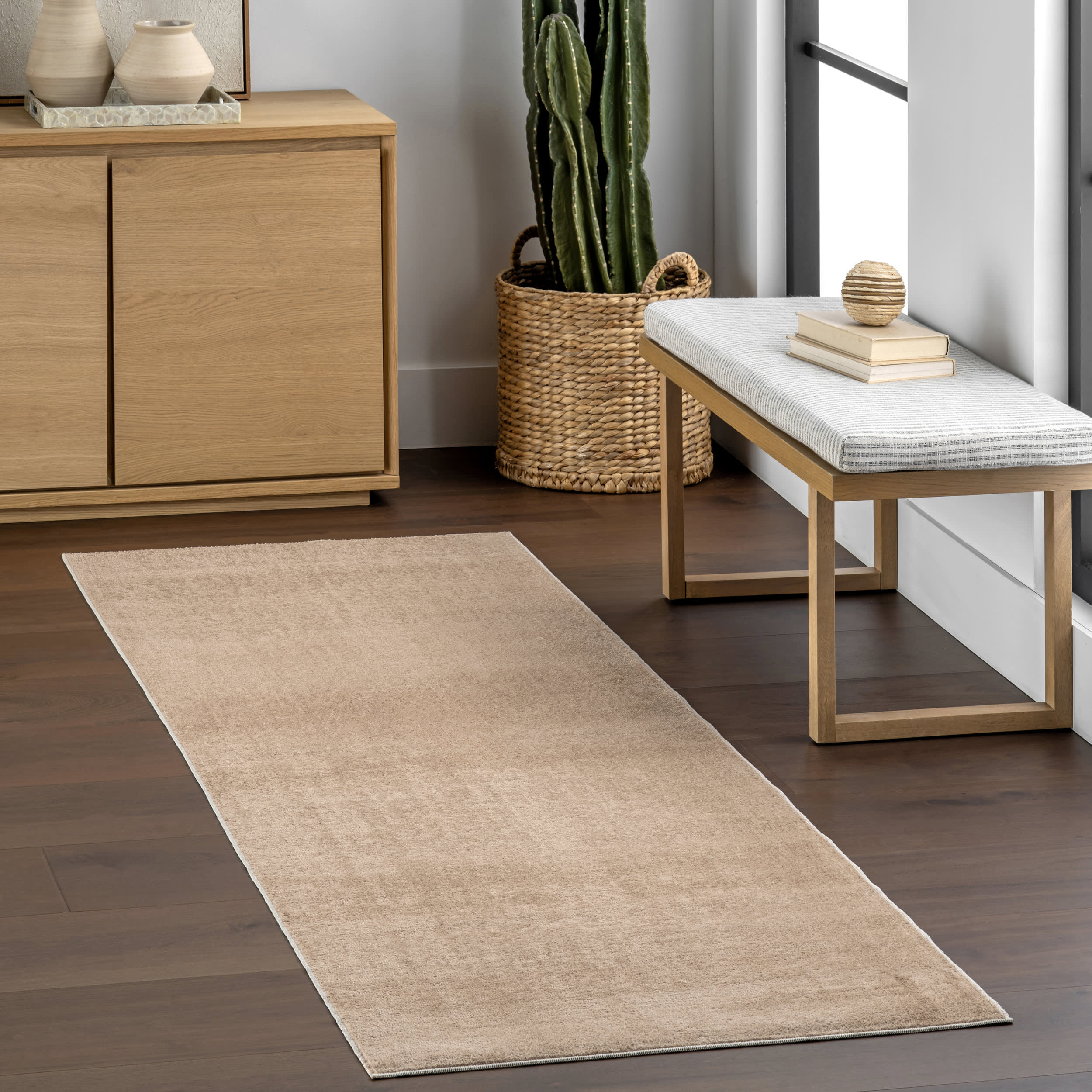 Nori Lustered Solid Washable Rug | Beige - Image 2