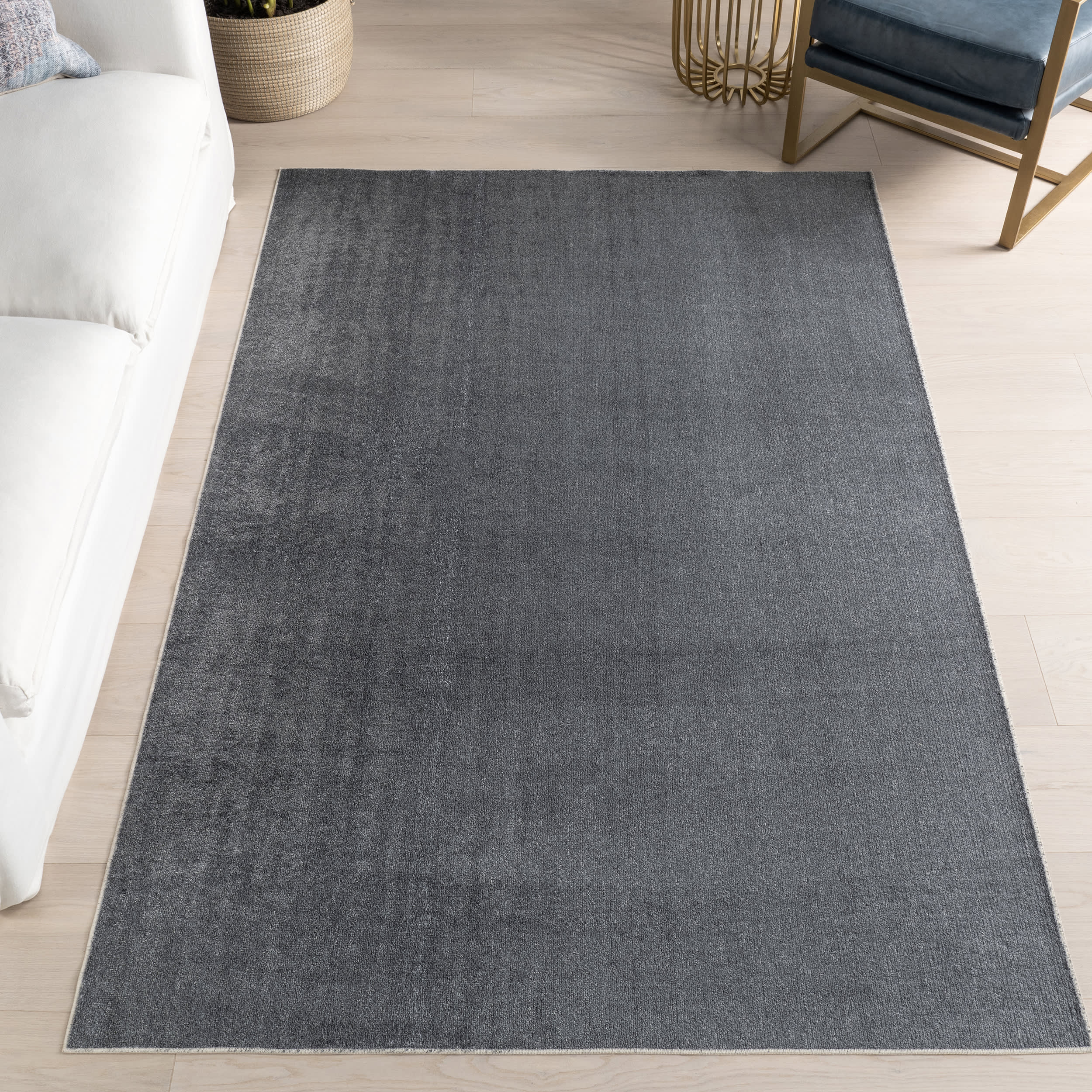 Nori Lustered Solid Washable Rug | Grey - Image 2