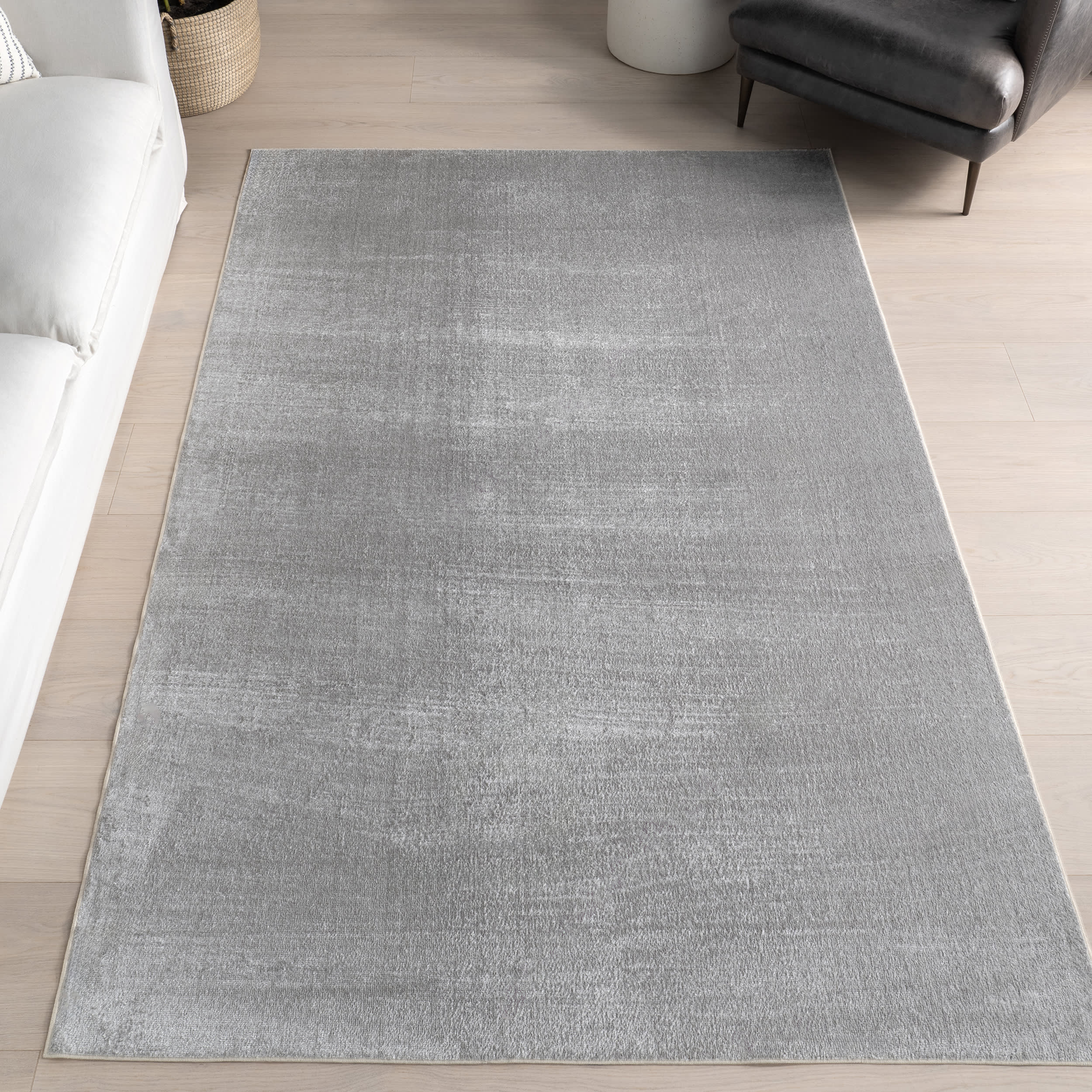 Nori Lustered Solid Washable Rug | Light Grey - Image 2