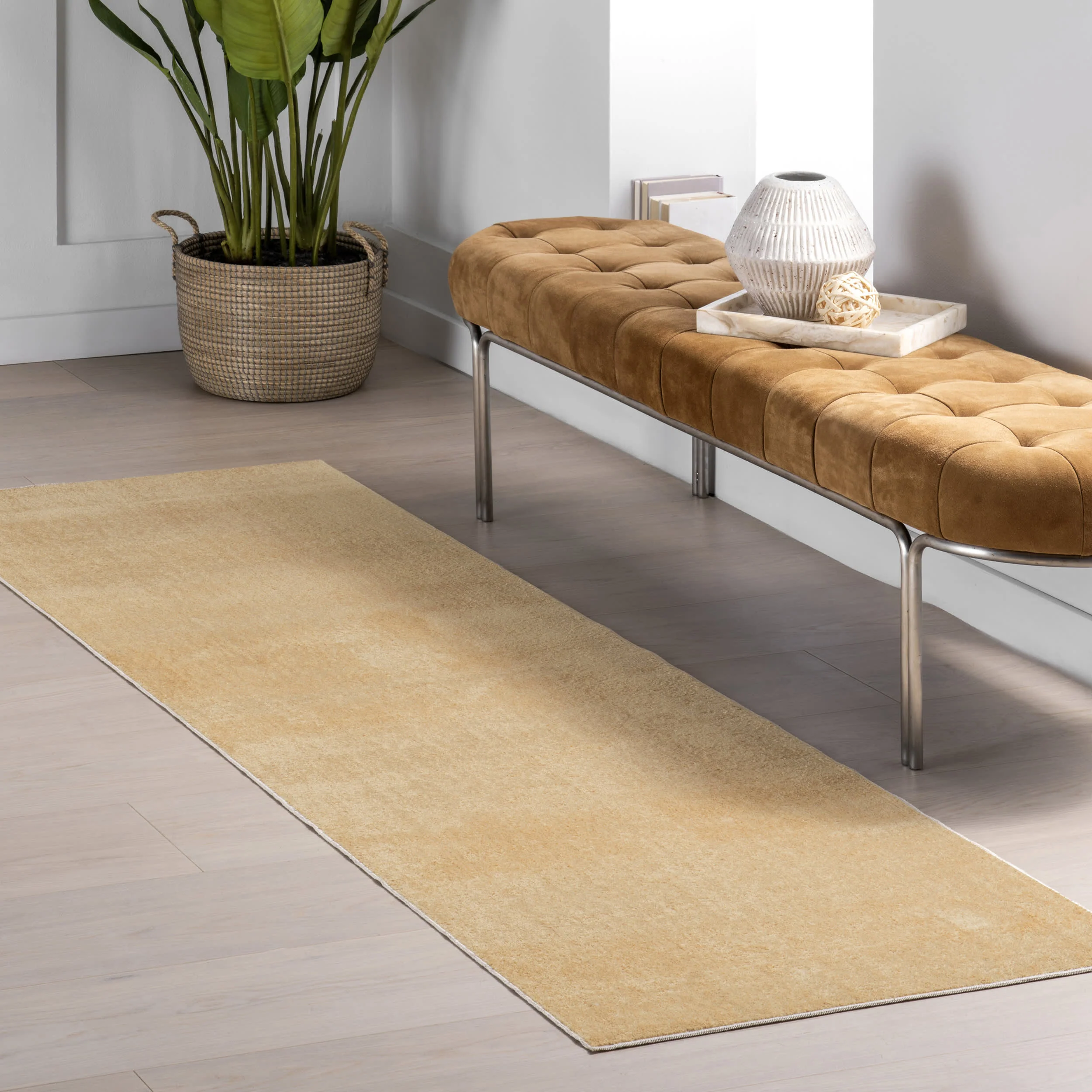 Nori Lustered Solid Washable Rug | Tan - Image 2