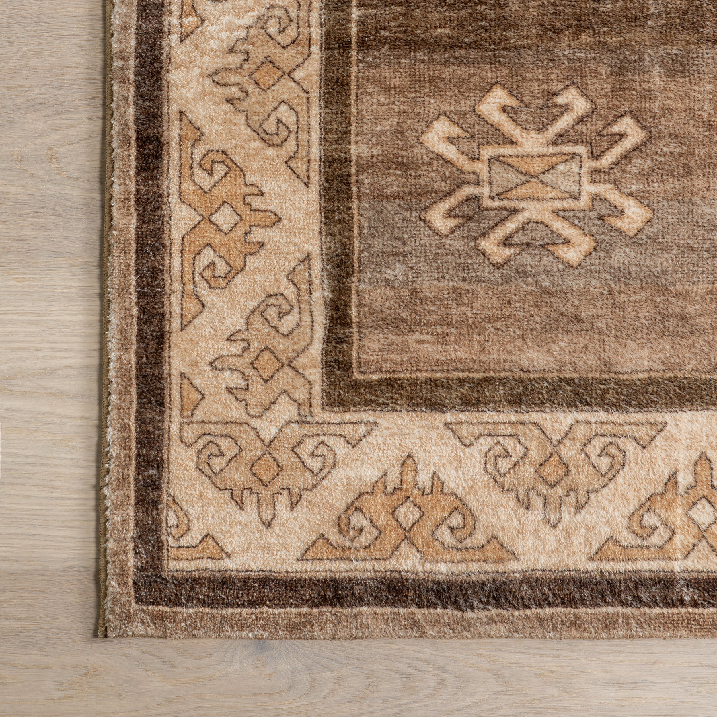 Norma Vintage Medallion Washable Rug | Brown - Image 3