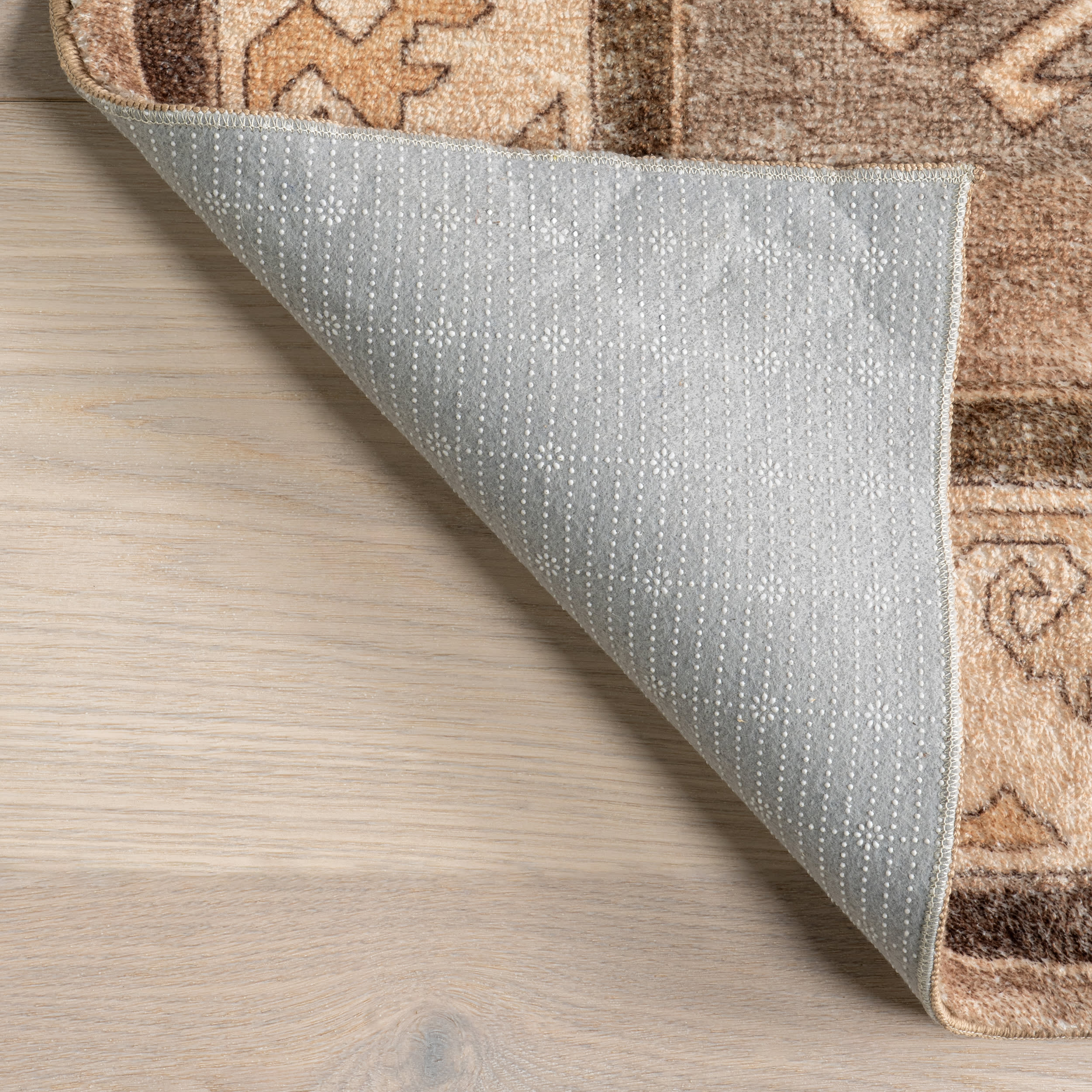 Norma Vintage Medallion Washable Rug | Brown - Image 6