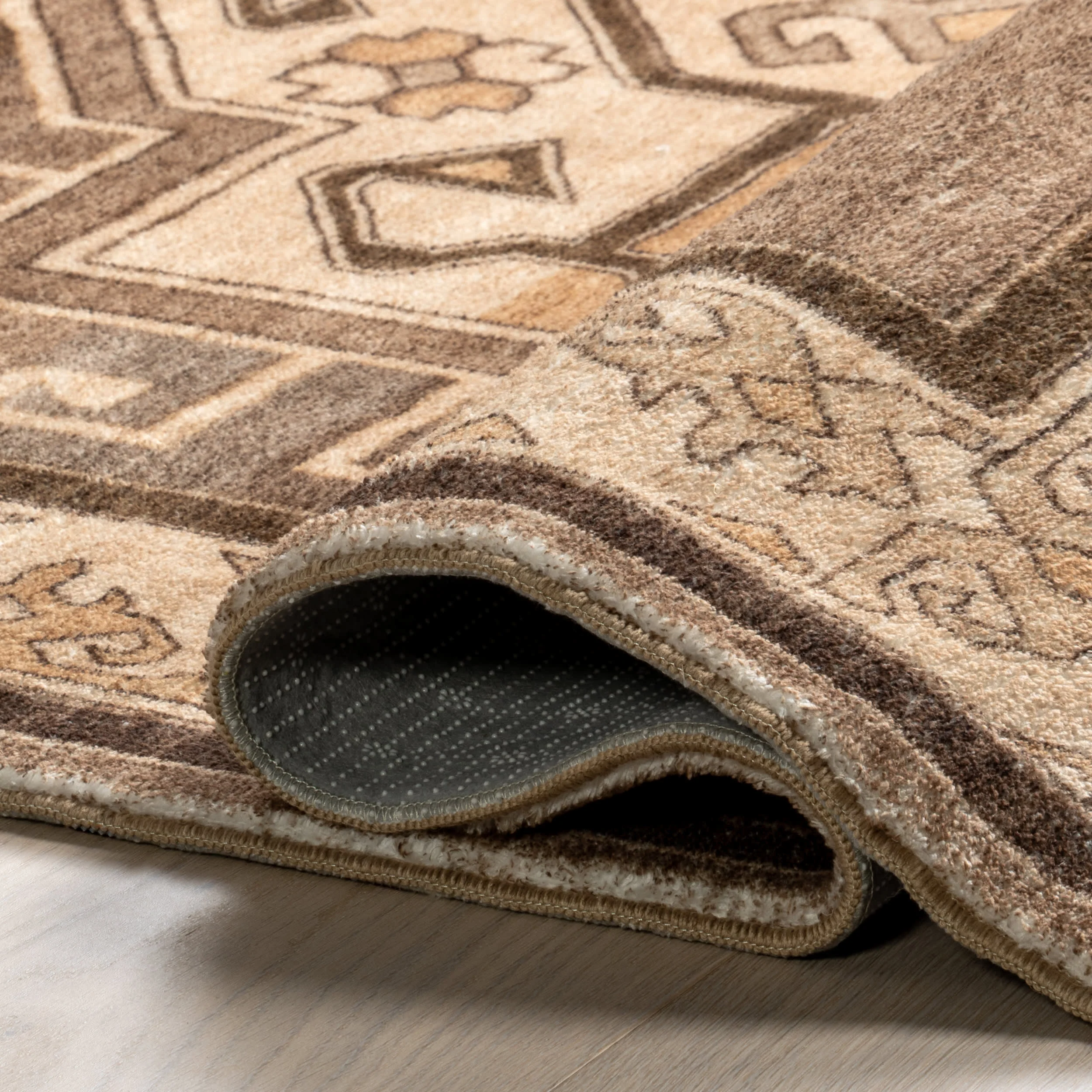 Norma Vintage Medallion Washable Rug | Brown - Image 8