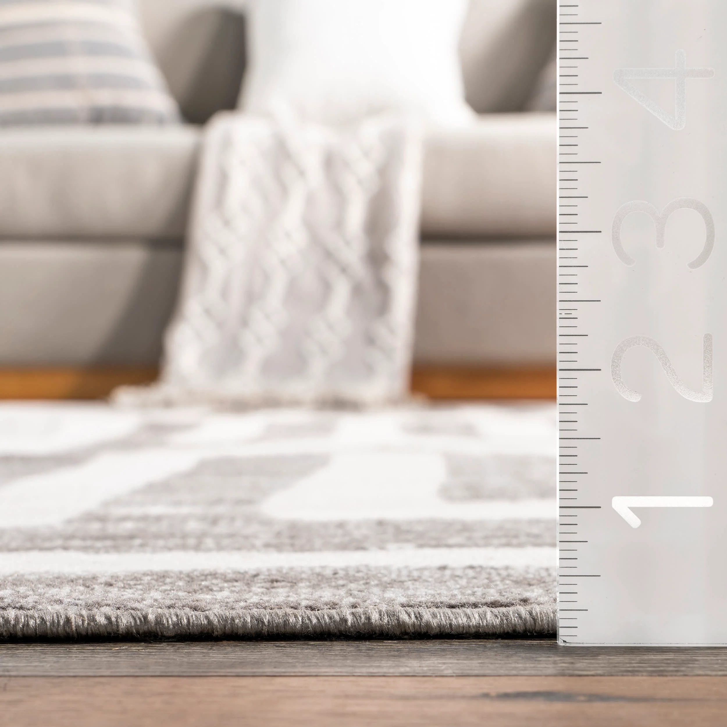 Normani Washable Pillar Stripes Rug | Light Grey - Image 5