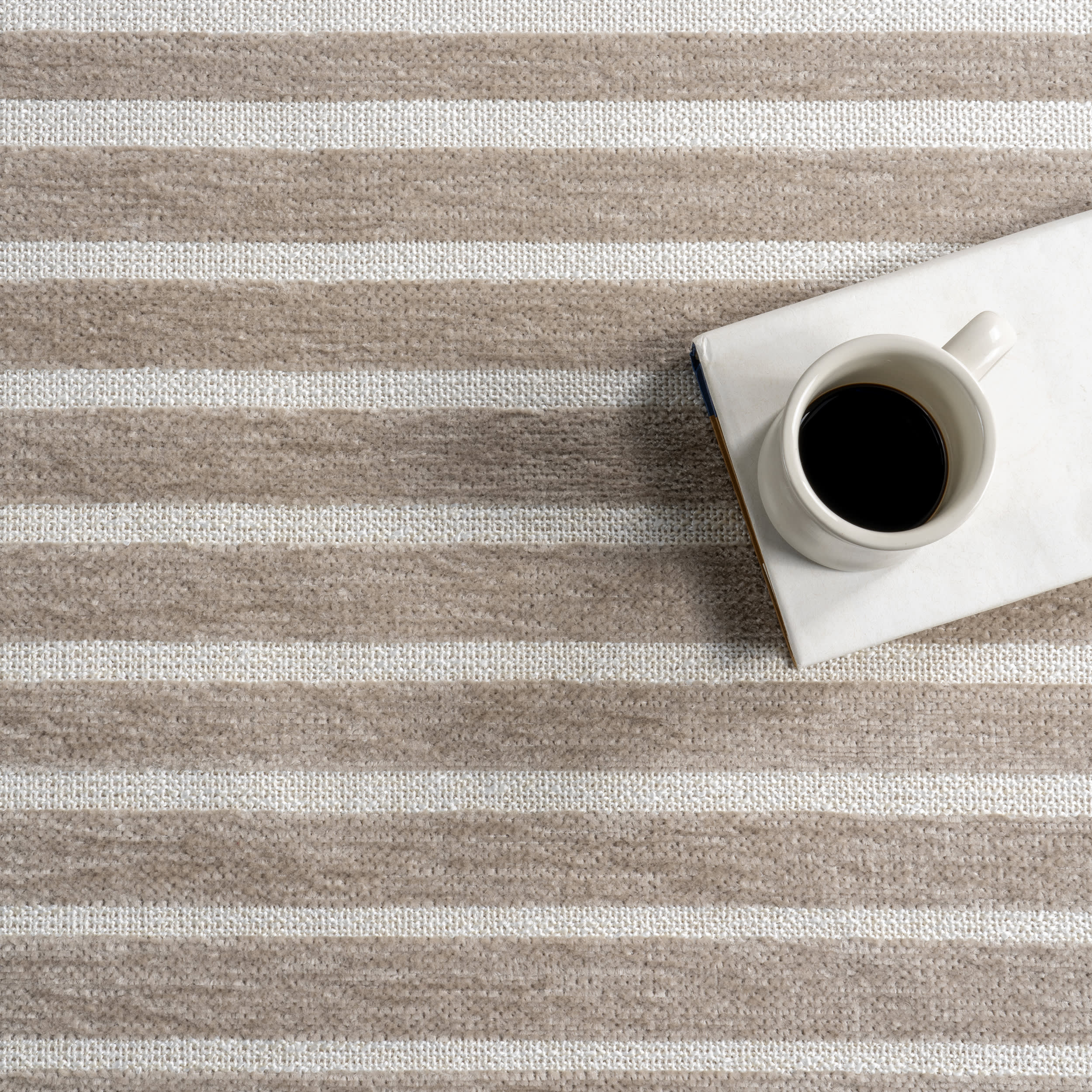 Nova Striped Checkerboard Reversible Washable Rug | Taupe - Image 9