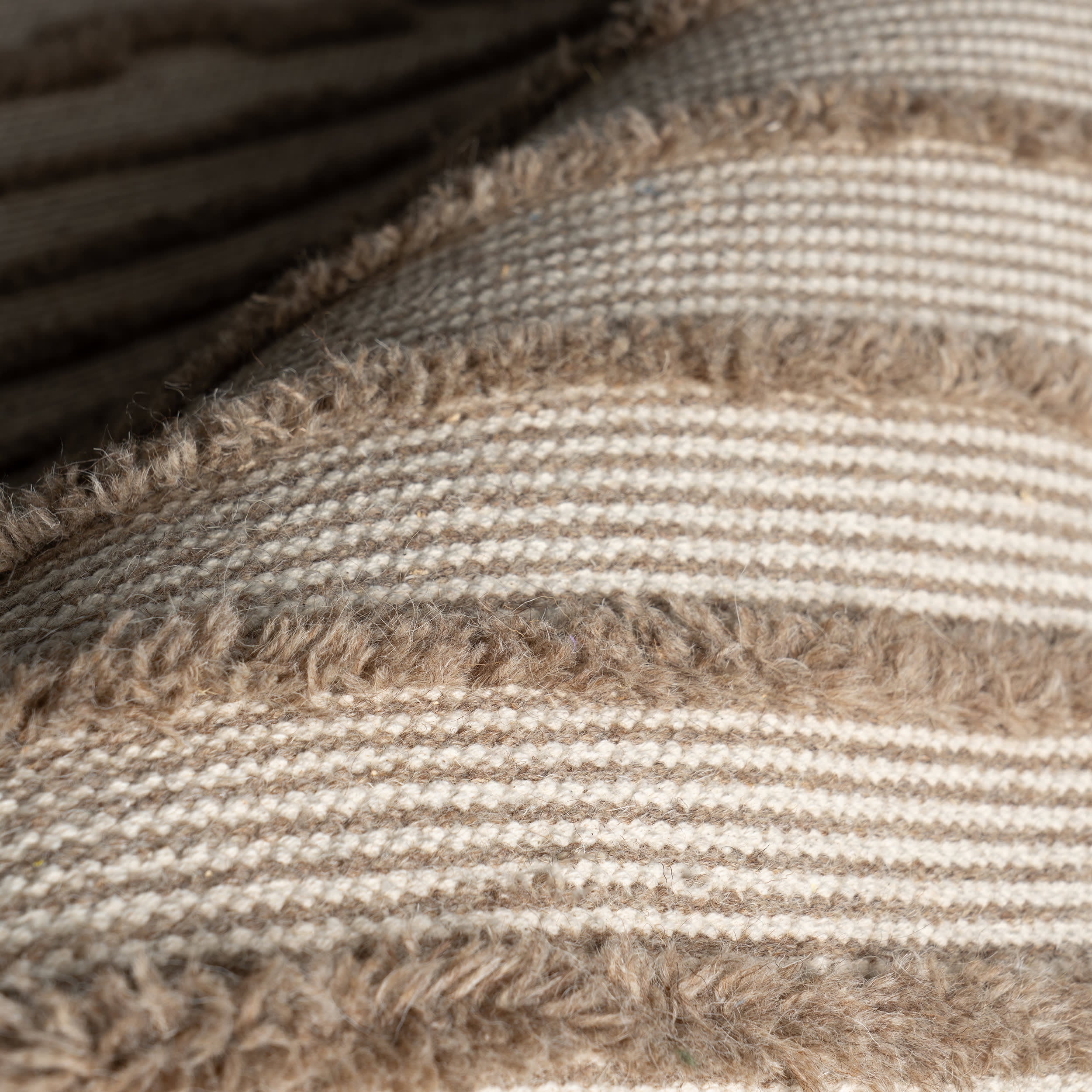 Nubi Bohemian Striped Hand Woven Rug | Brown - Image 3