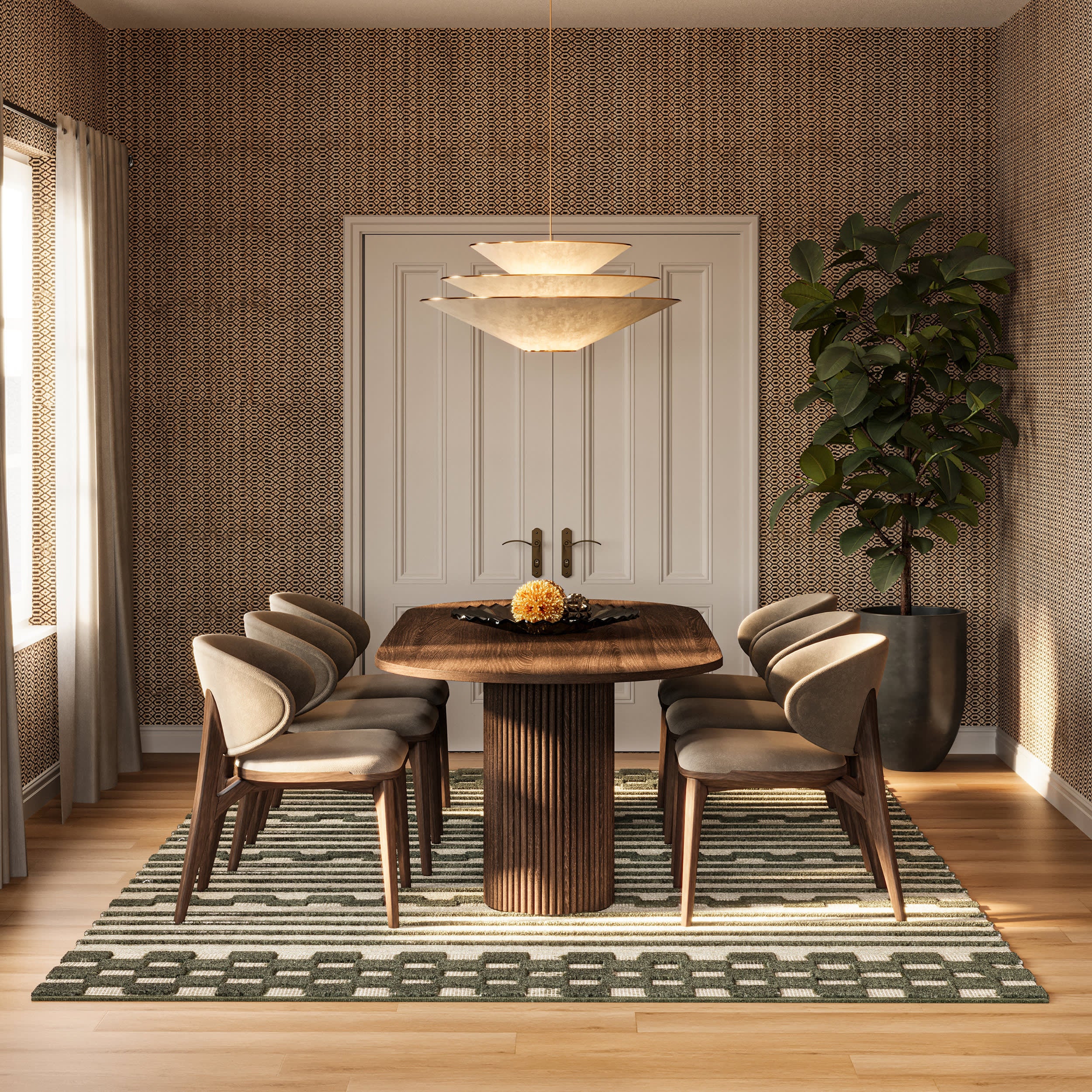 Nubi Bohemian Striped Hand Woven Rug | Green - Image 2