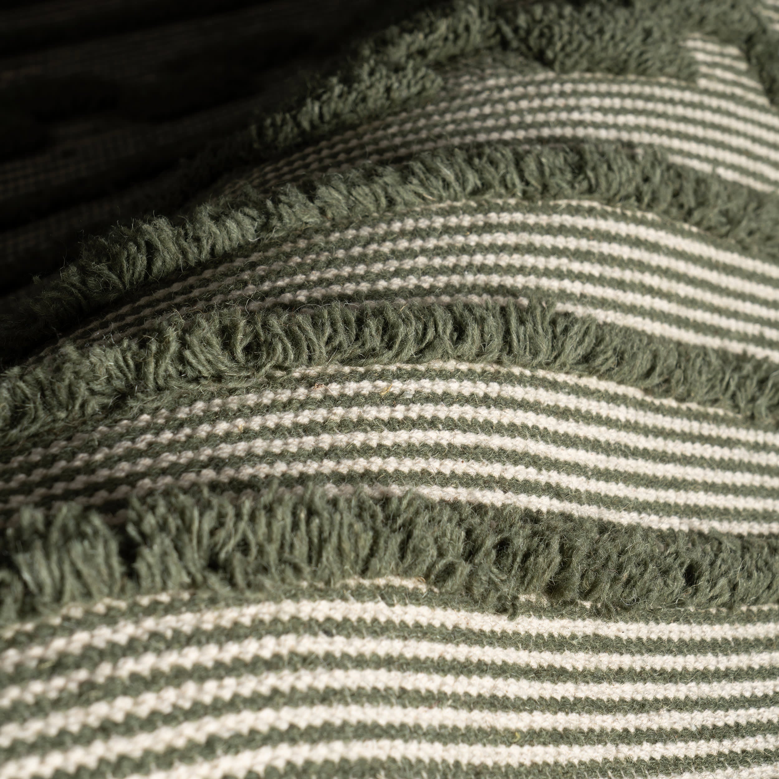 Nubi Bohemian Striped Hand Woven Rug | Green - Image 3