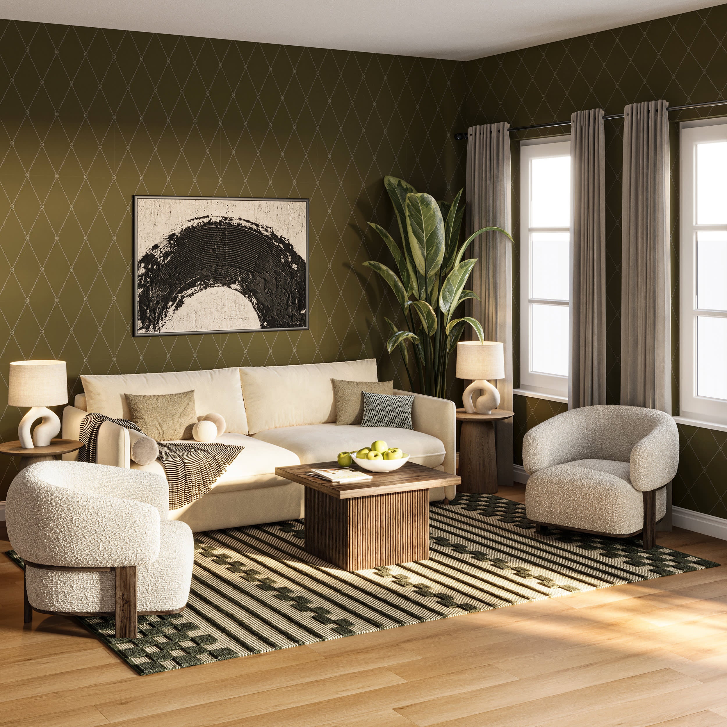 Nubi Bohemian Striped Hand Woven Rug | Green - Image 7