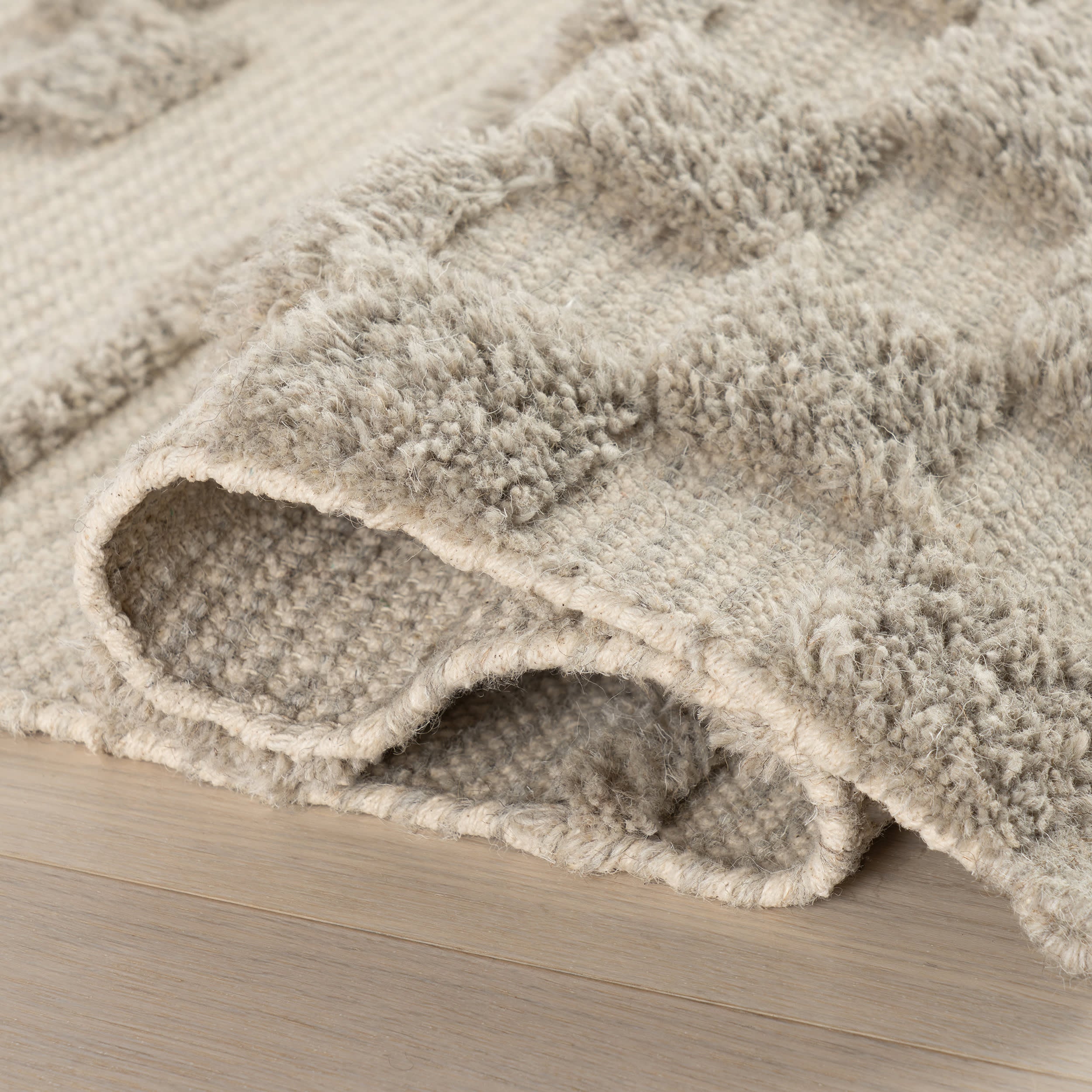 Nubi Bohemian Striped Hand Woven Rug | Grey - Image 8