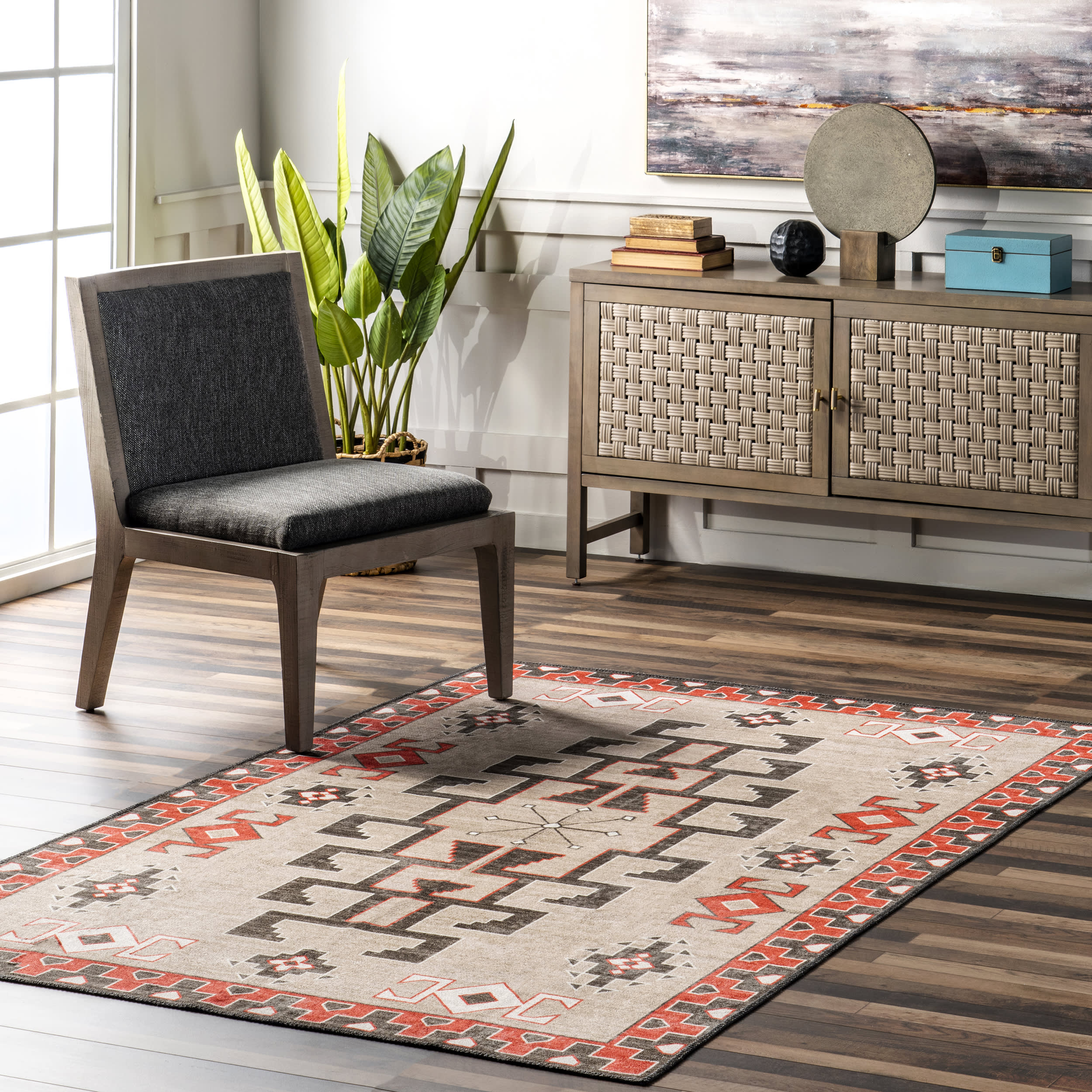 Nya Washable Symbols Rug | Brown - Image 2