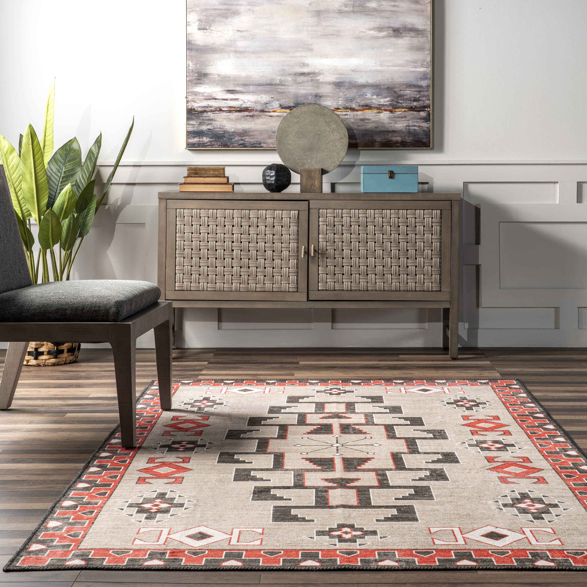 Nya Washable Symbols Rug | Brown - Image 4
