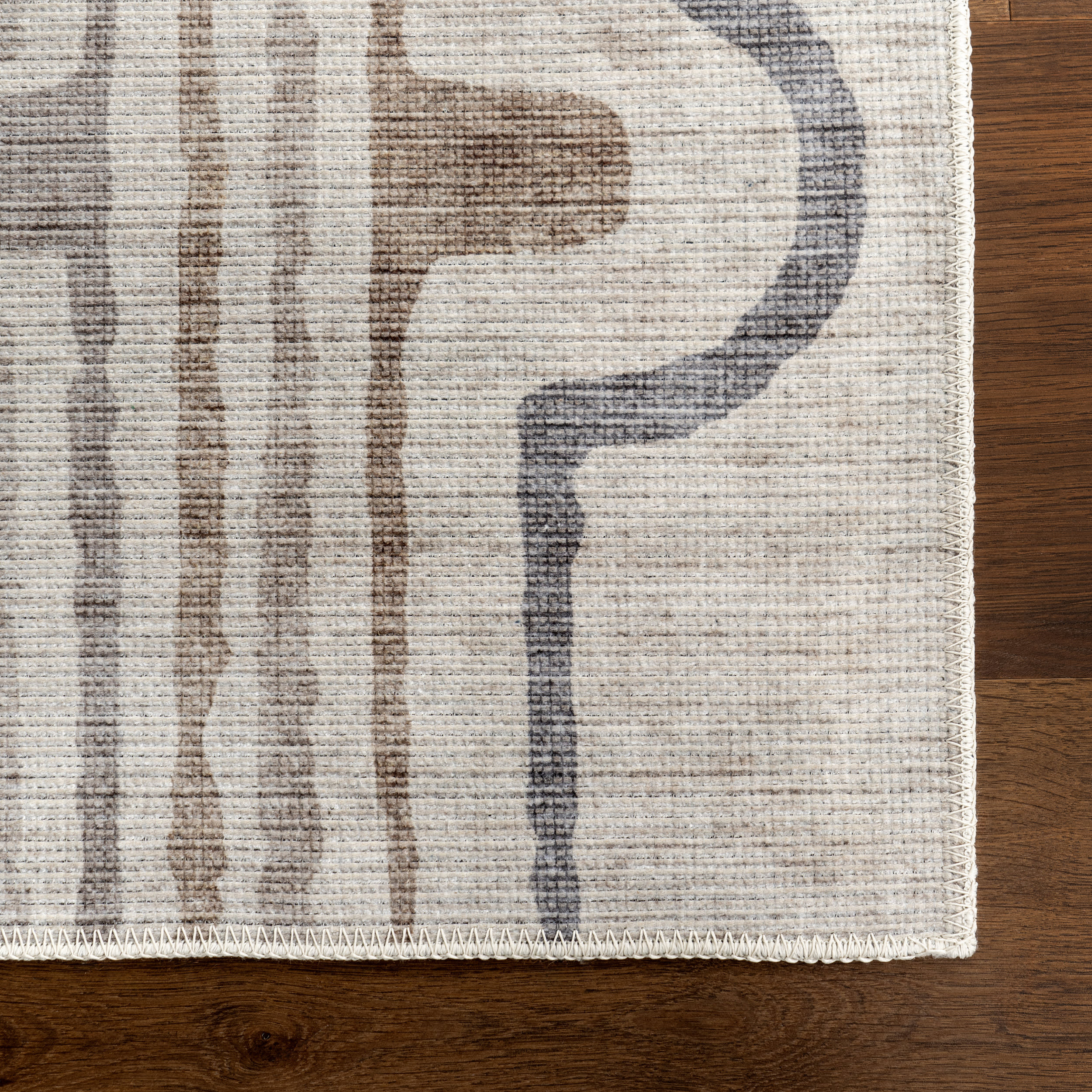 Nyra Groovy Washable Rug | Taupe - Image 4