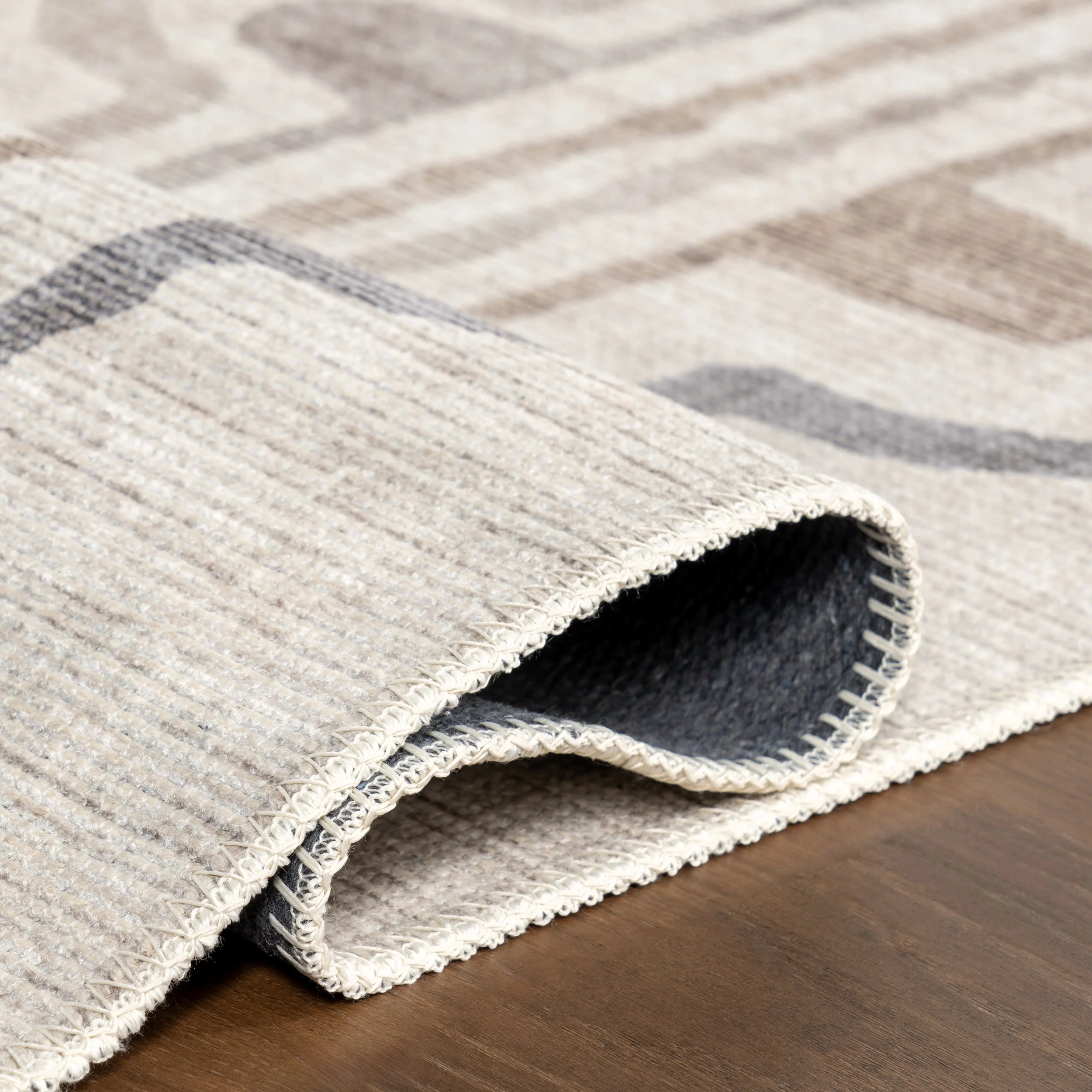 Nyra Groovy Washable Rug | Taupe - Image 9