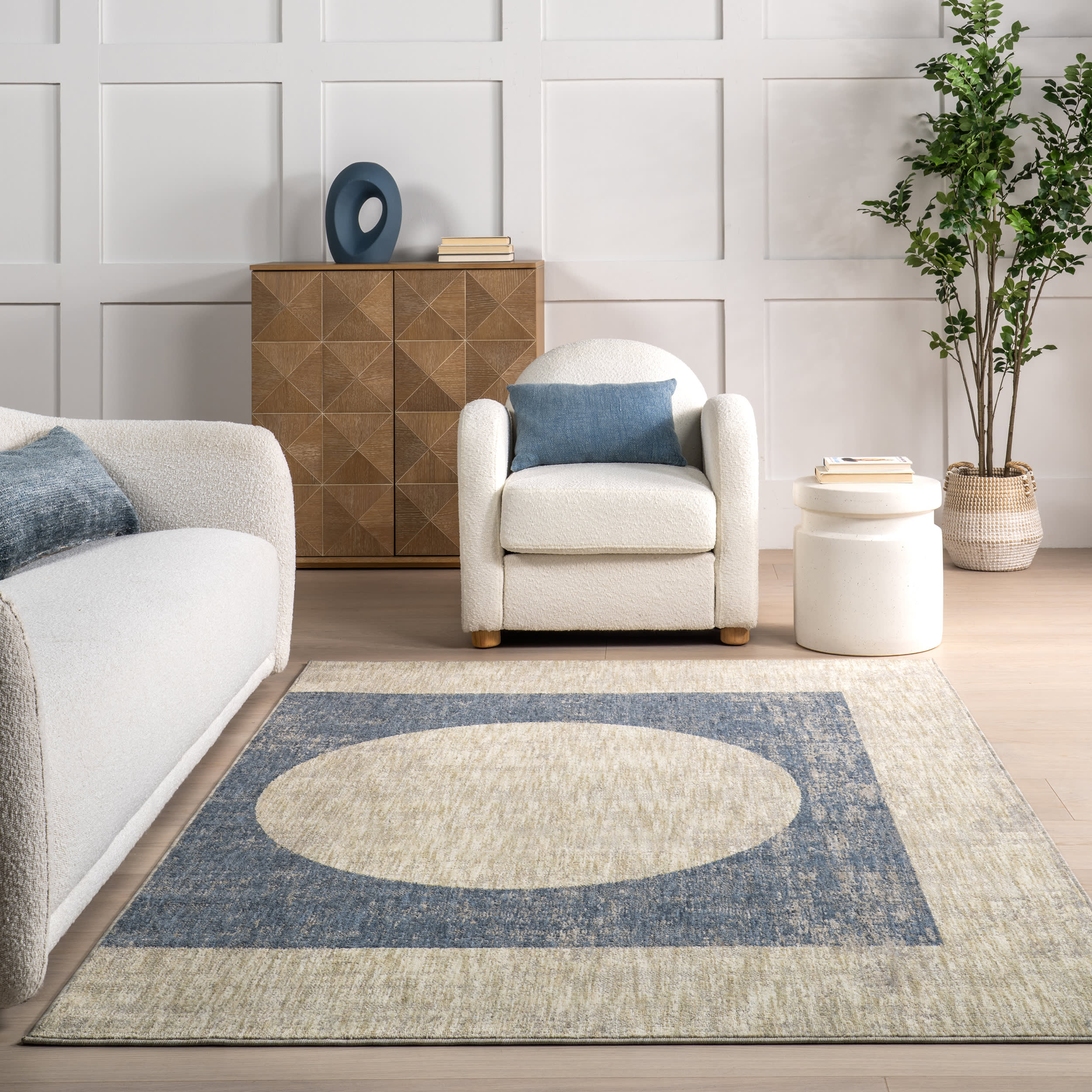 Nyra Mid-Century Modern Geometric Area Rug | Blue - Image 4