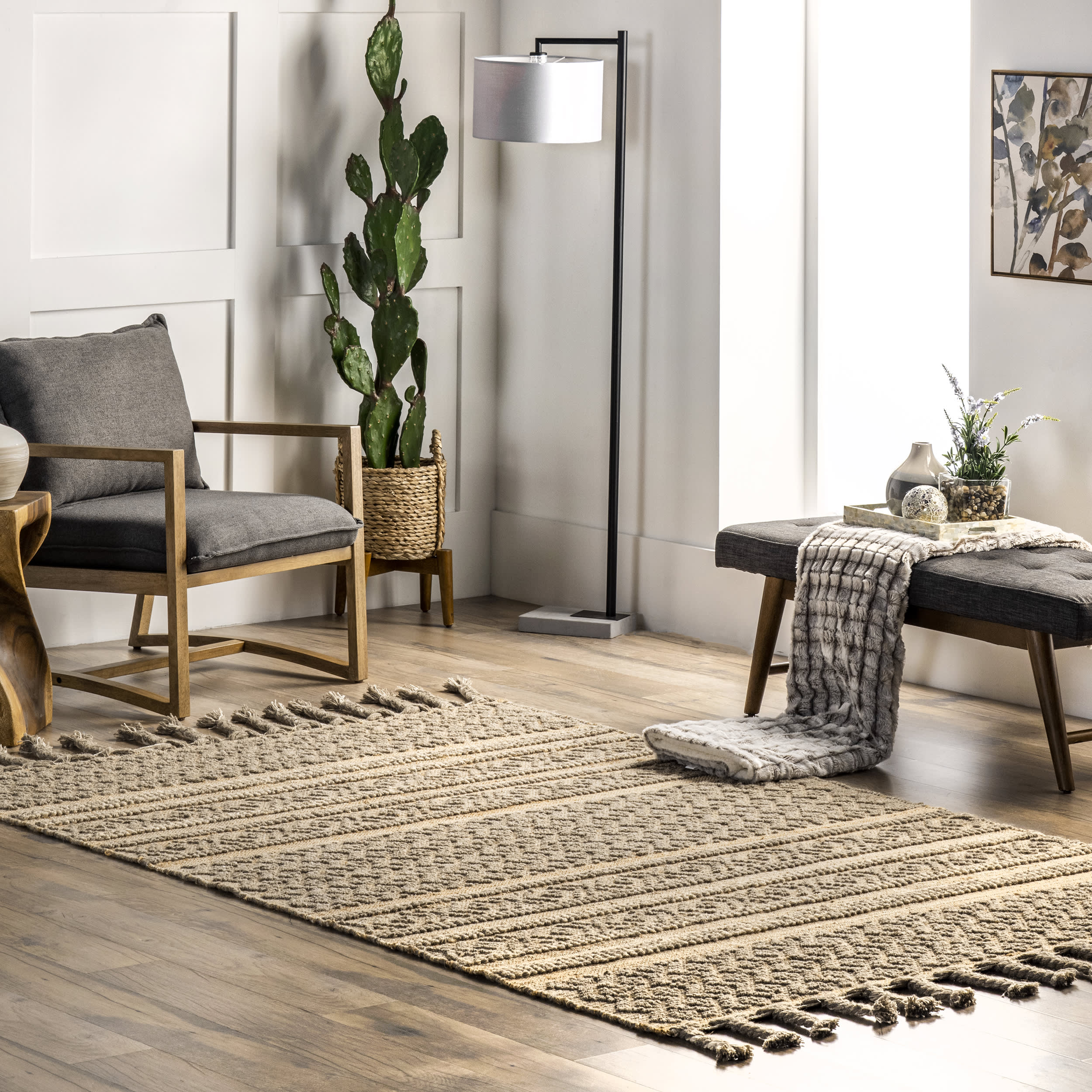 Oaklynn Wool-Blend Trellis Rug | Natural - Image 2