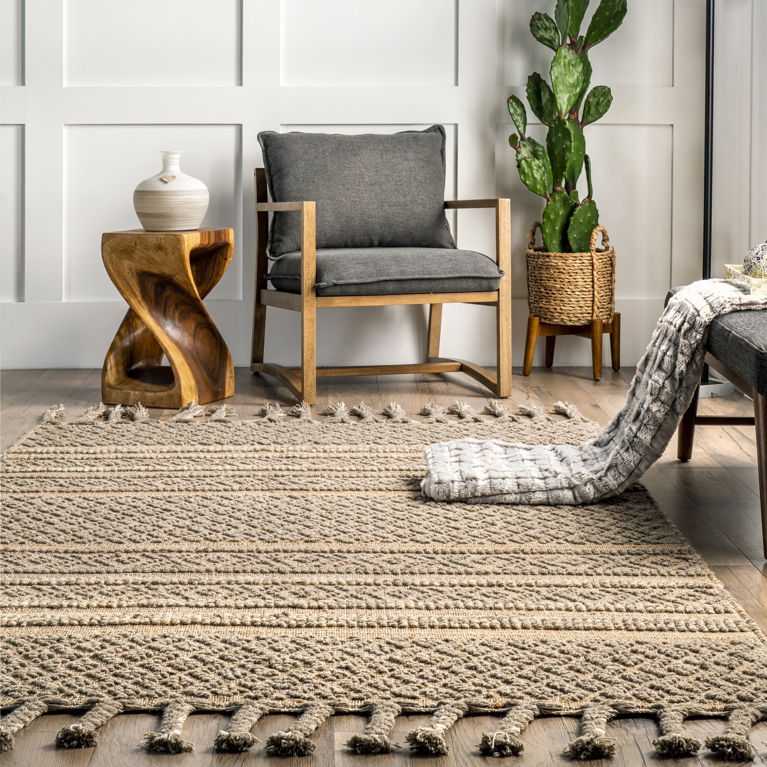 Oaklynn Wool-Blend Trellis Rug | Natural - Image 4