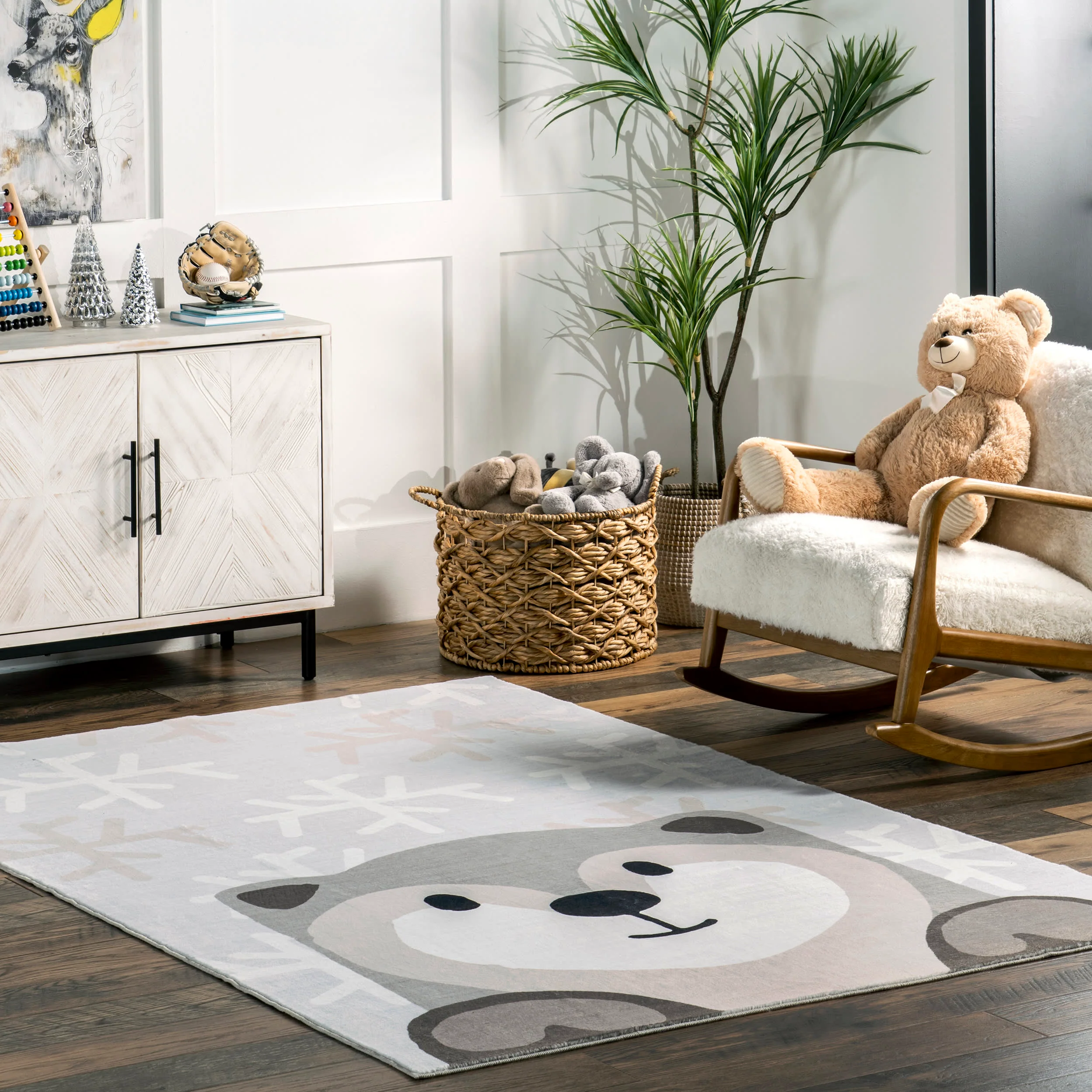 Oana Otter Kids Washable Rug | Light Grey - Image 2