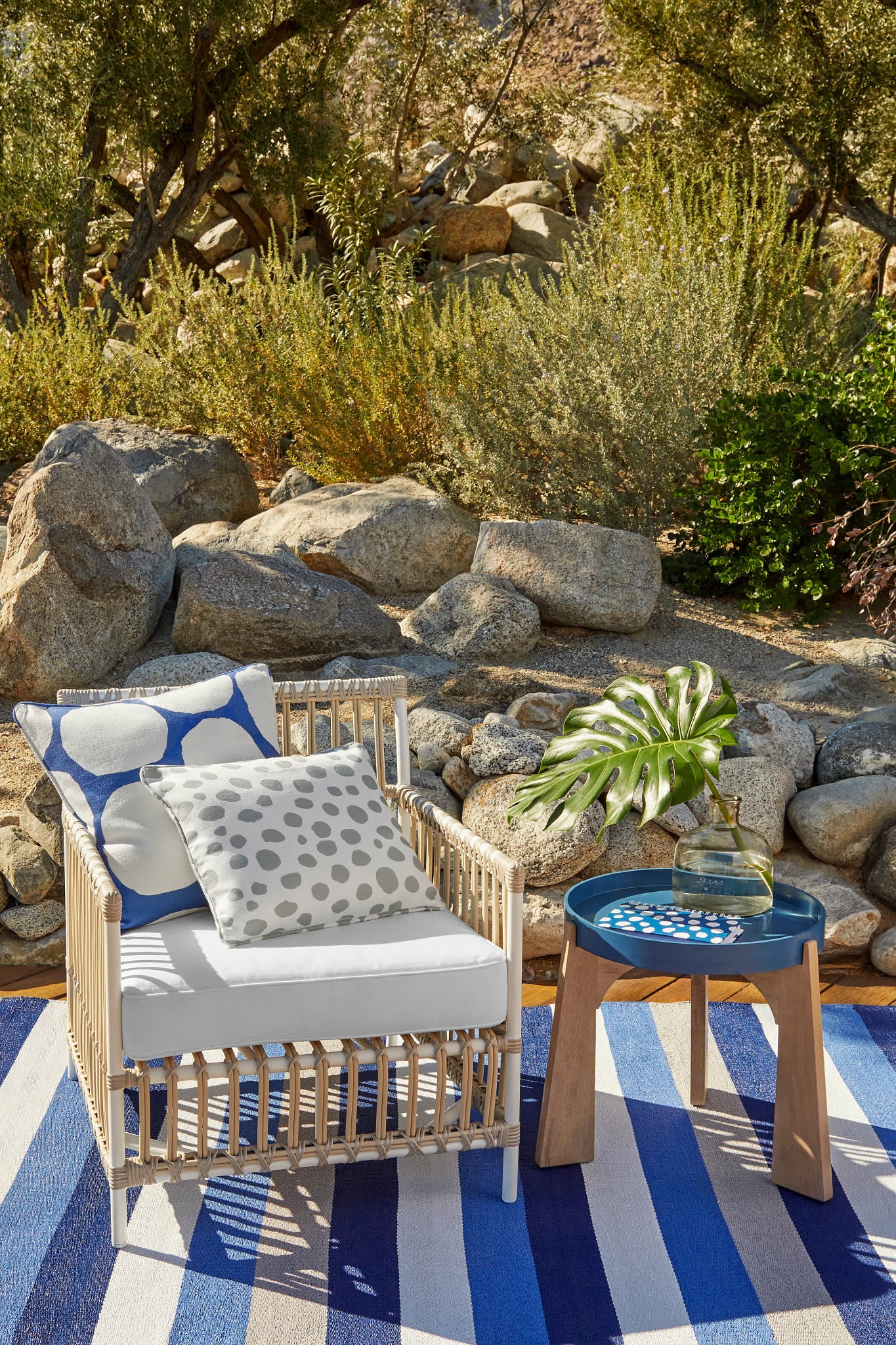 Ocean Stripe Handwoven Indoor/Outdoor Rug | Blue - Image 2