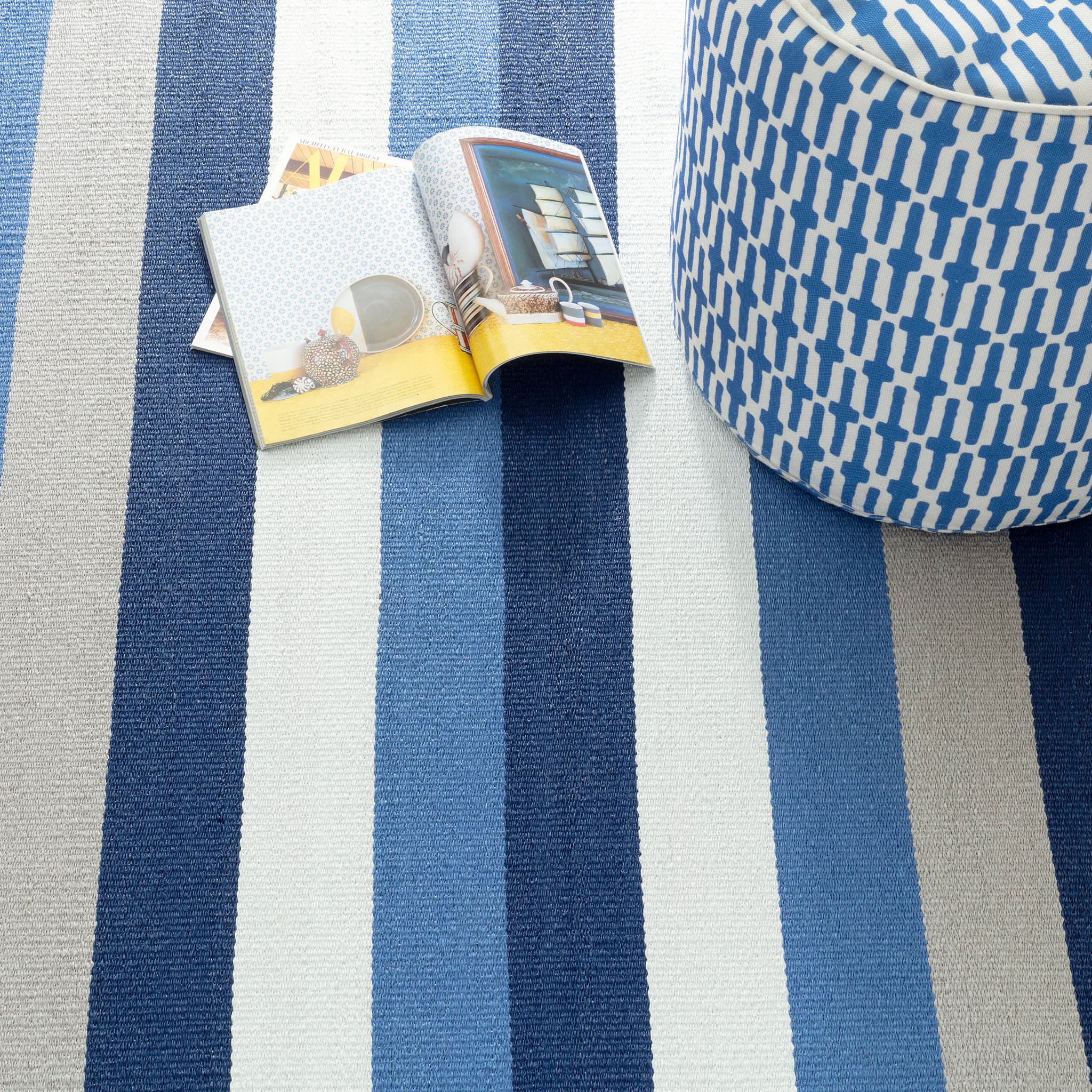 Ocean Stripe Handwoven Indoor/Outdoor Rug | Blue - Image 3