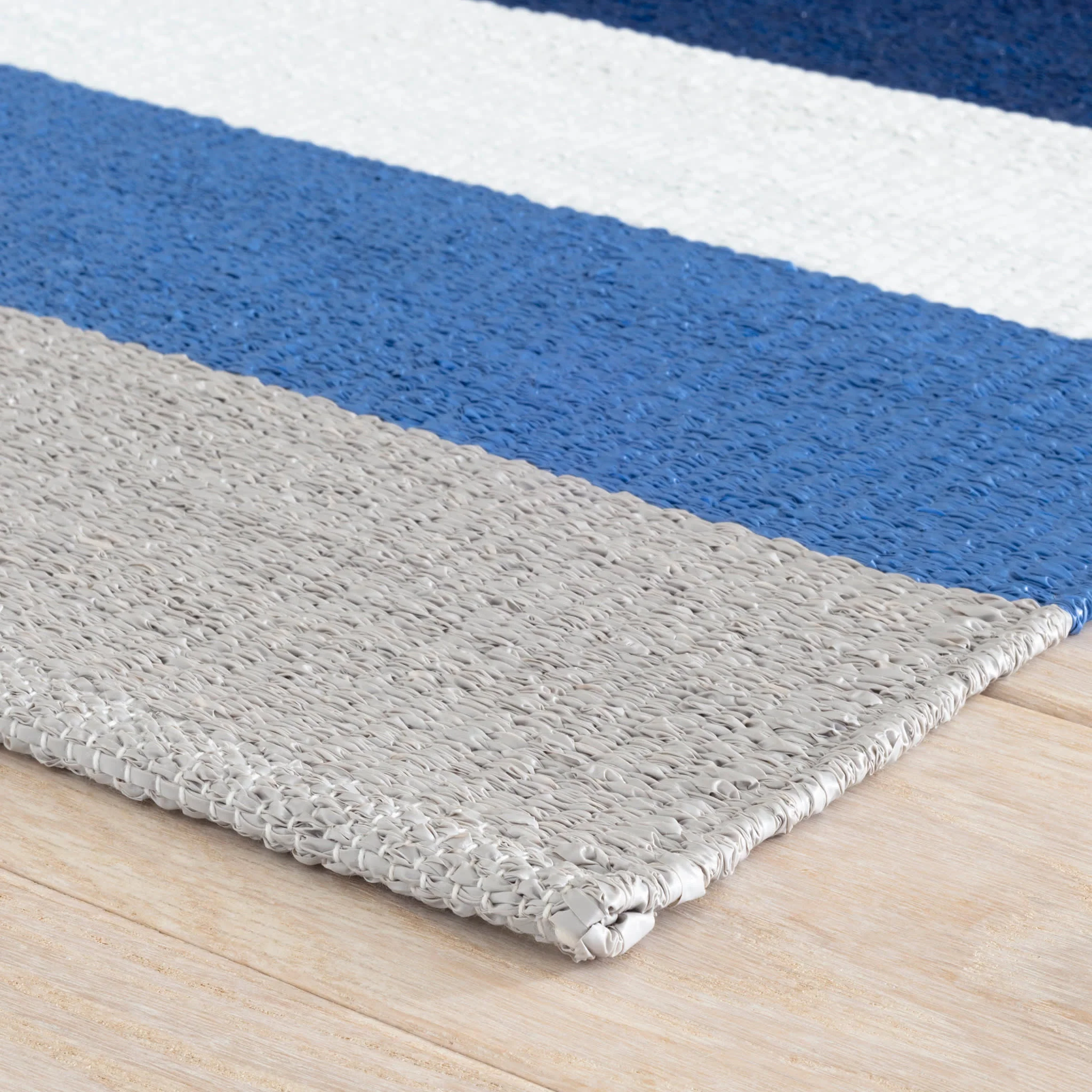 Ocean Stripe Handwoven Indoor/Outdoor Rug | Blue - Image 4