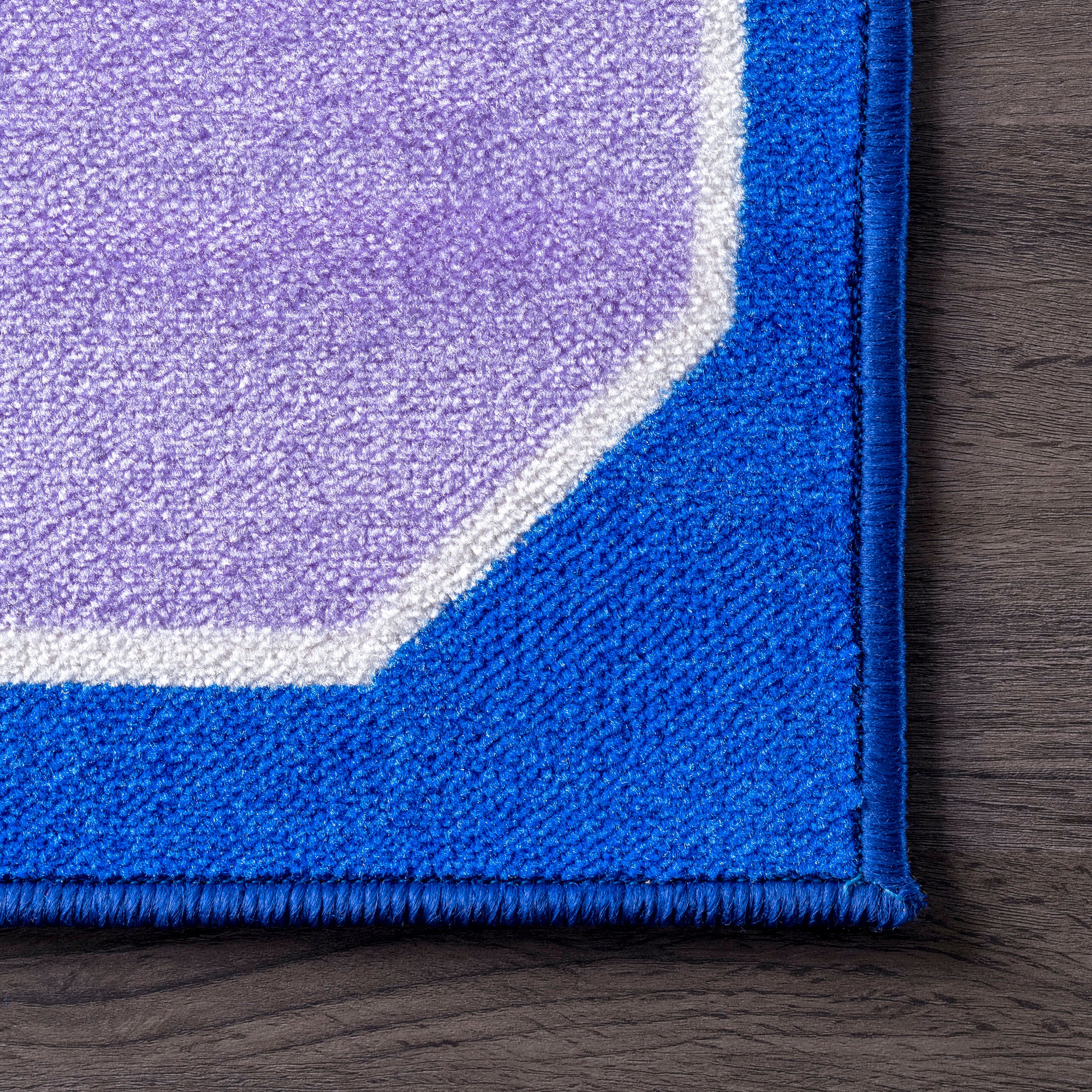 Octagons Printed Rug | Blue - Image 3