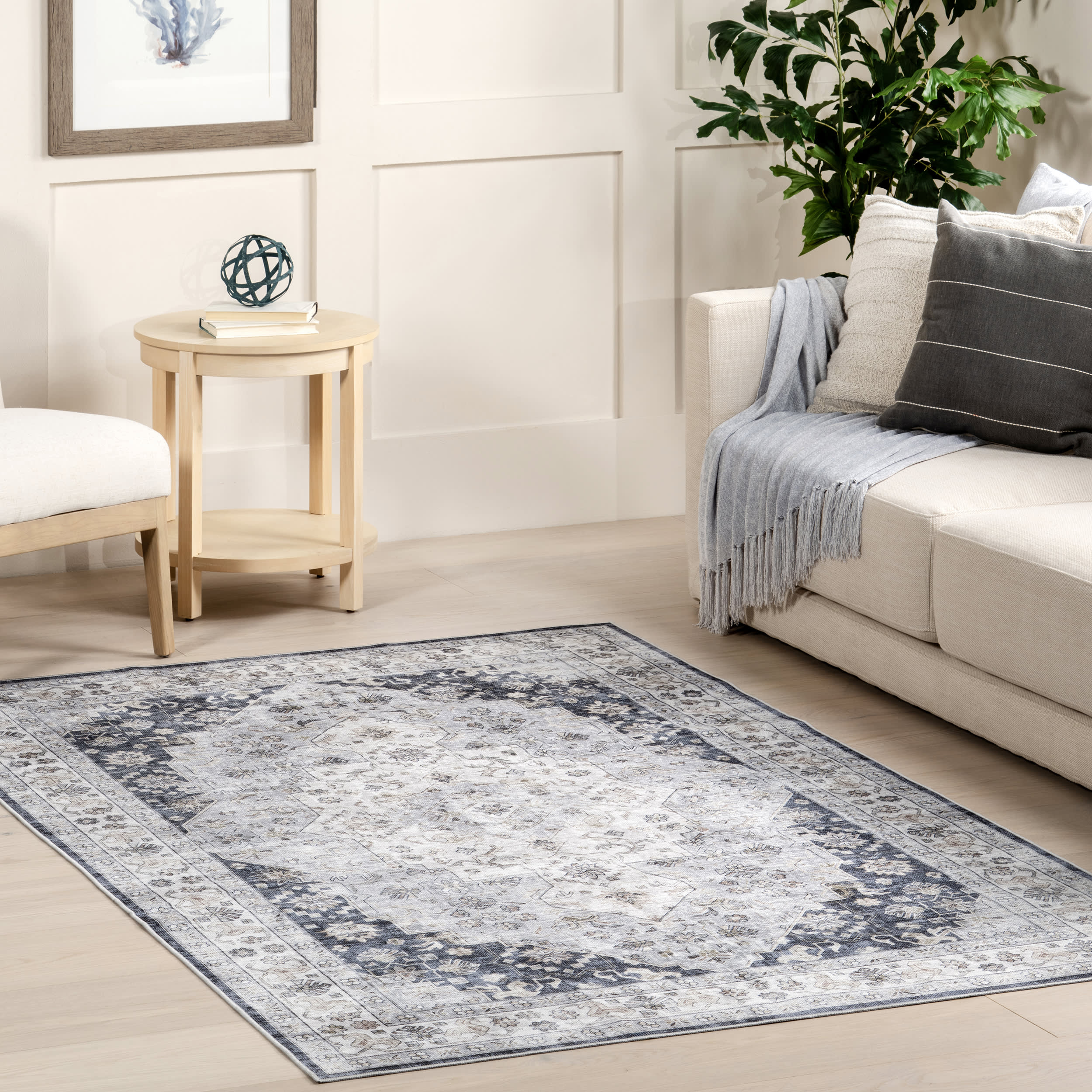 Odette Spill Proof Washable Rug | Blue Grey - Image 2