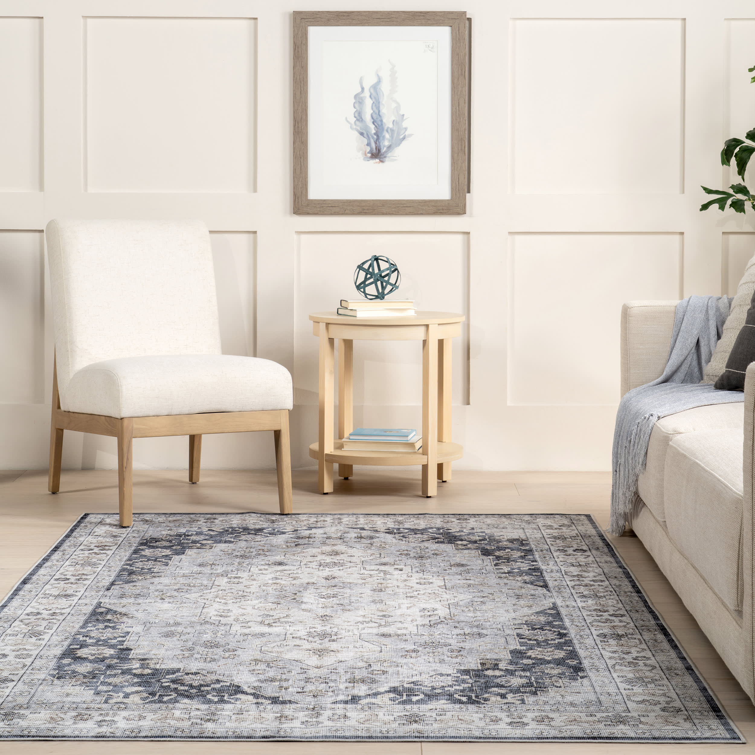 Odette Spill Proof Washable Rug | Blue Grey - Image 4