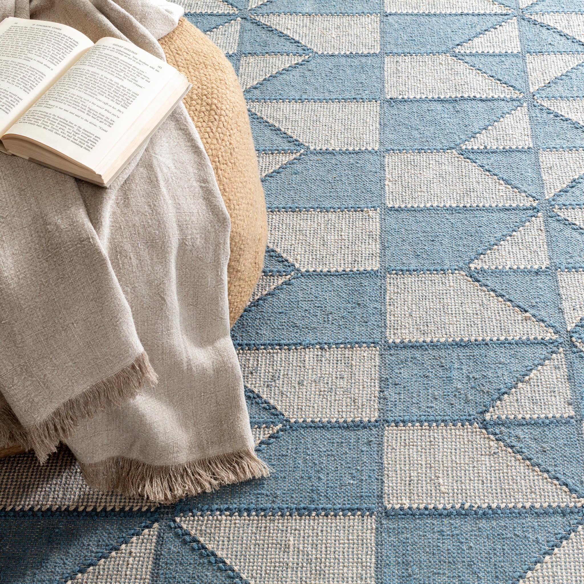 Ojai Hand Loom Knotted Cotton Rug | Blue - Image 5
