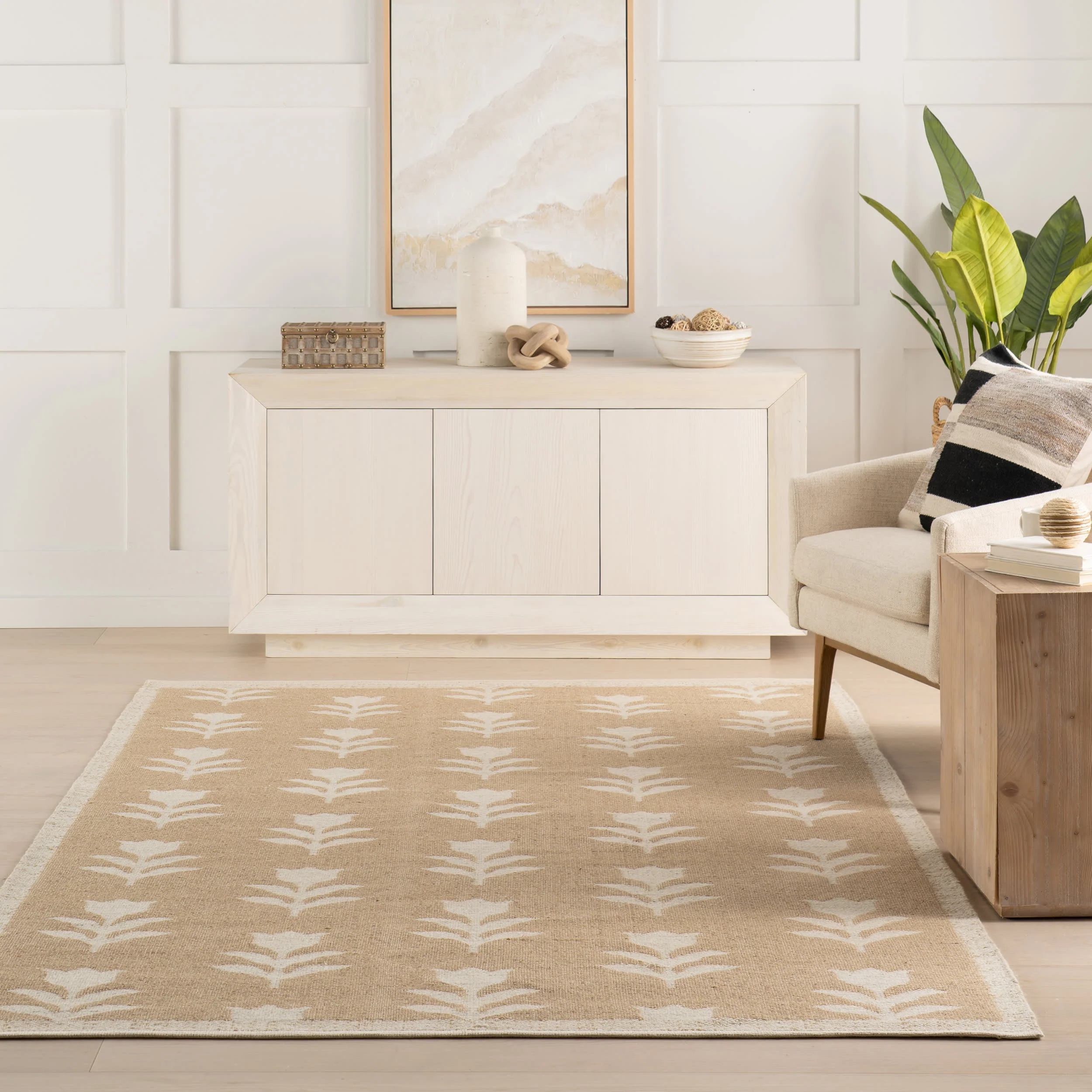 Olinay Floral Farmhouse Rug | Natural - Image 5