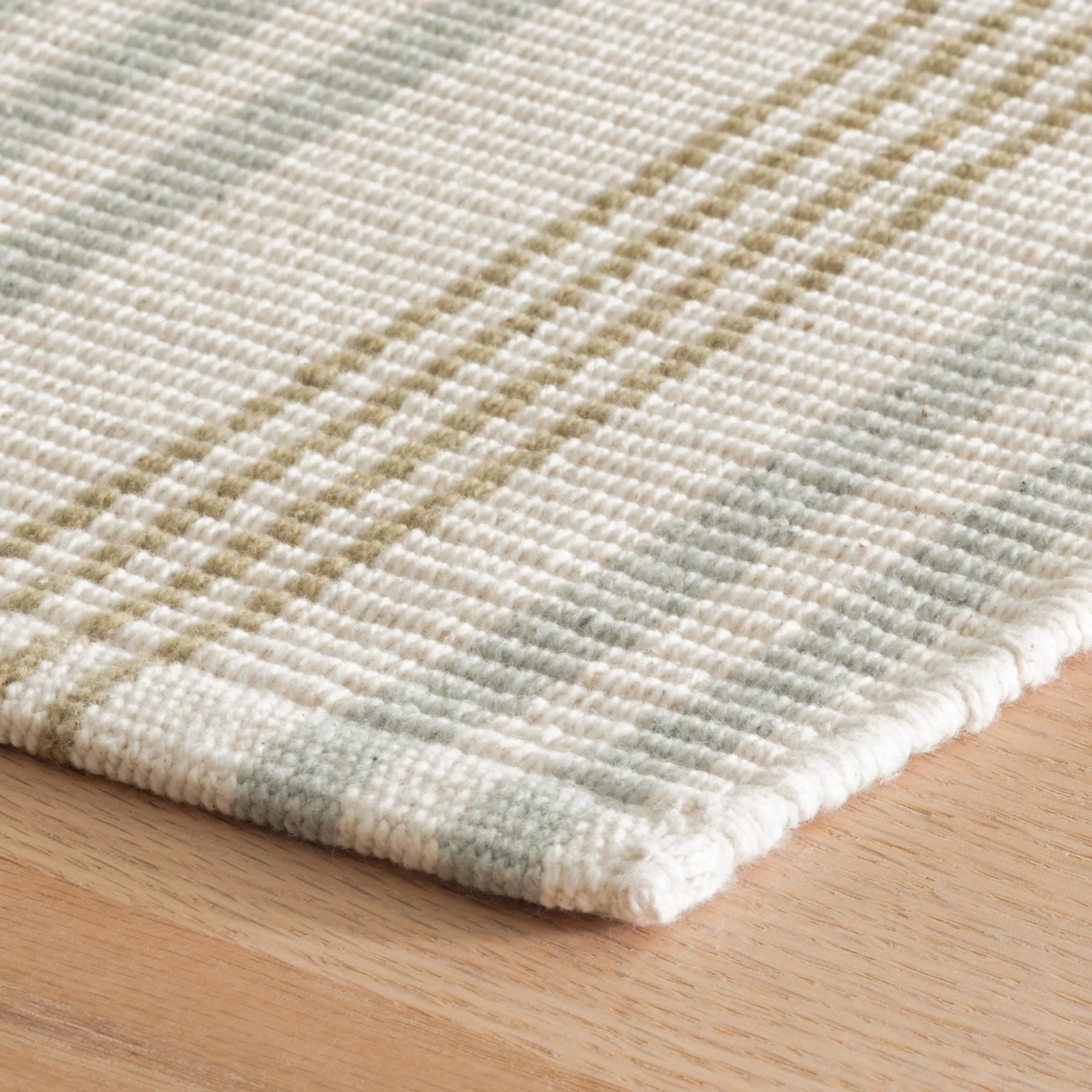 Olive Branch Handwoven Cotton Rug | Neutral - Image 5